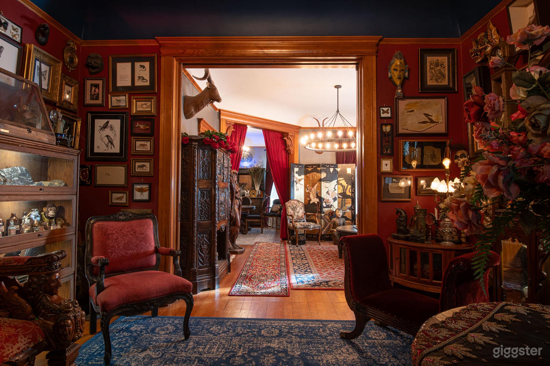 Looking from the Parlor into the Living and Dining Rooms