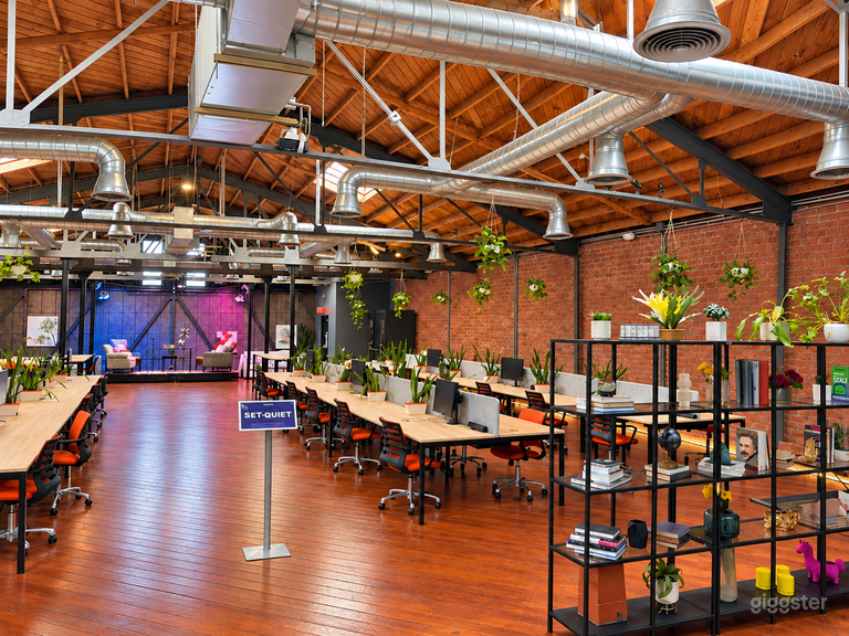  Private Coworking Space with 62 Desks, Event Stage 