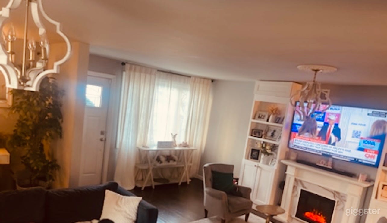 Living space, cozy fireplace.