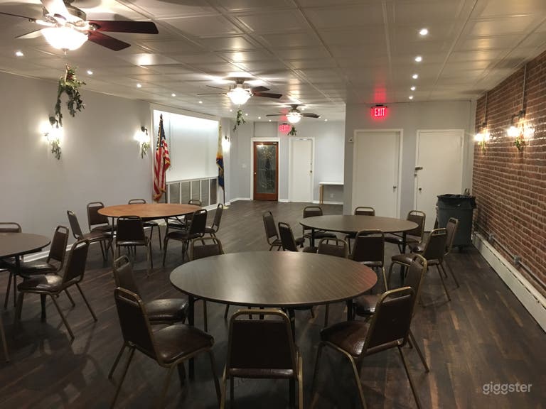 Main meeting hall, looking toward street-level entrance. 