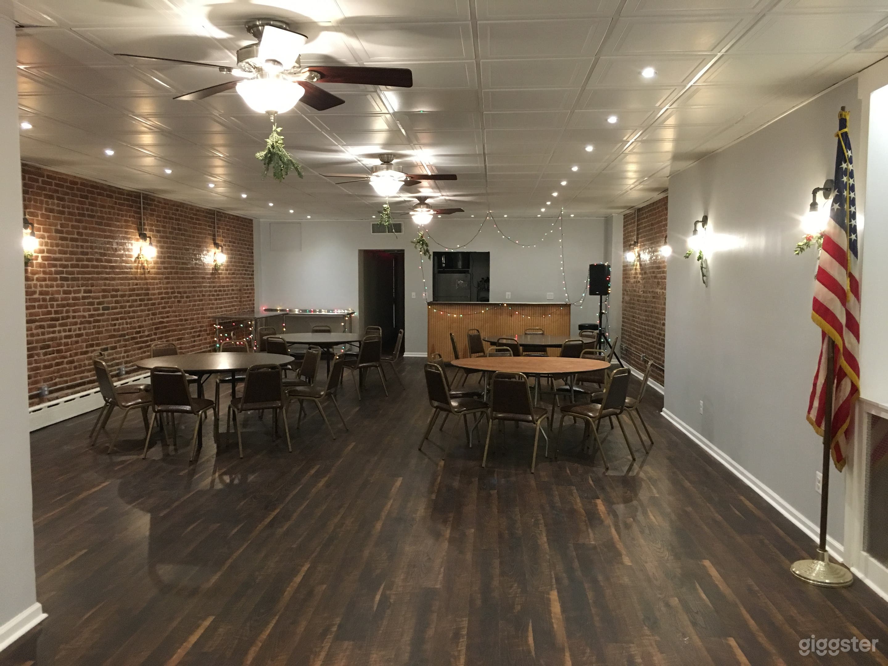 Main meeting hall, looking toward kitchen.