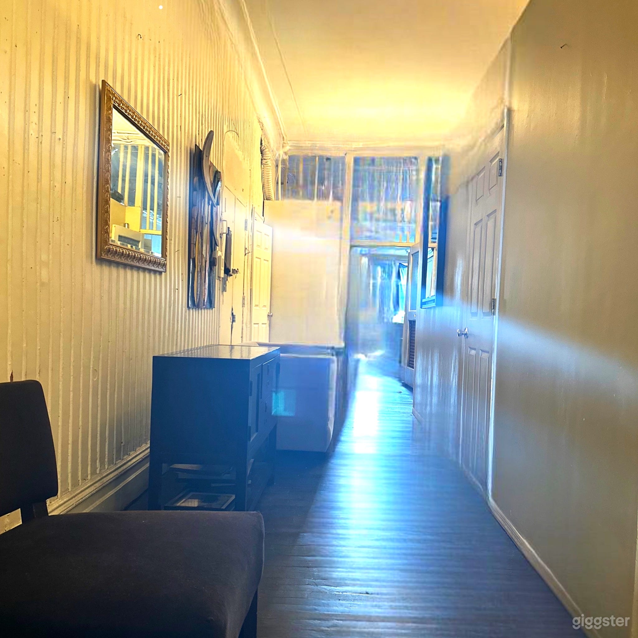 Welcome to our versatile loft space, ideal for film and photo shoots! As you step into the studio, you will notice a spacious room measuring 25' x 20' to your right. Adjacent to it is a hallway that extends 40 feet in length and 6 inches in width.