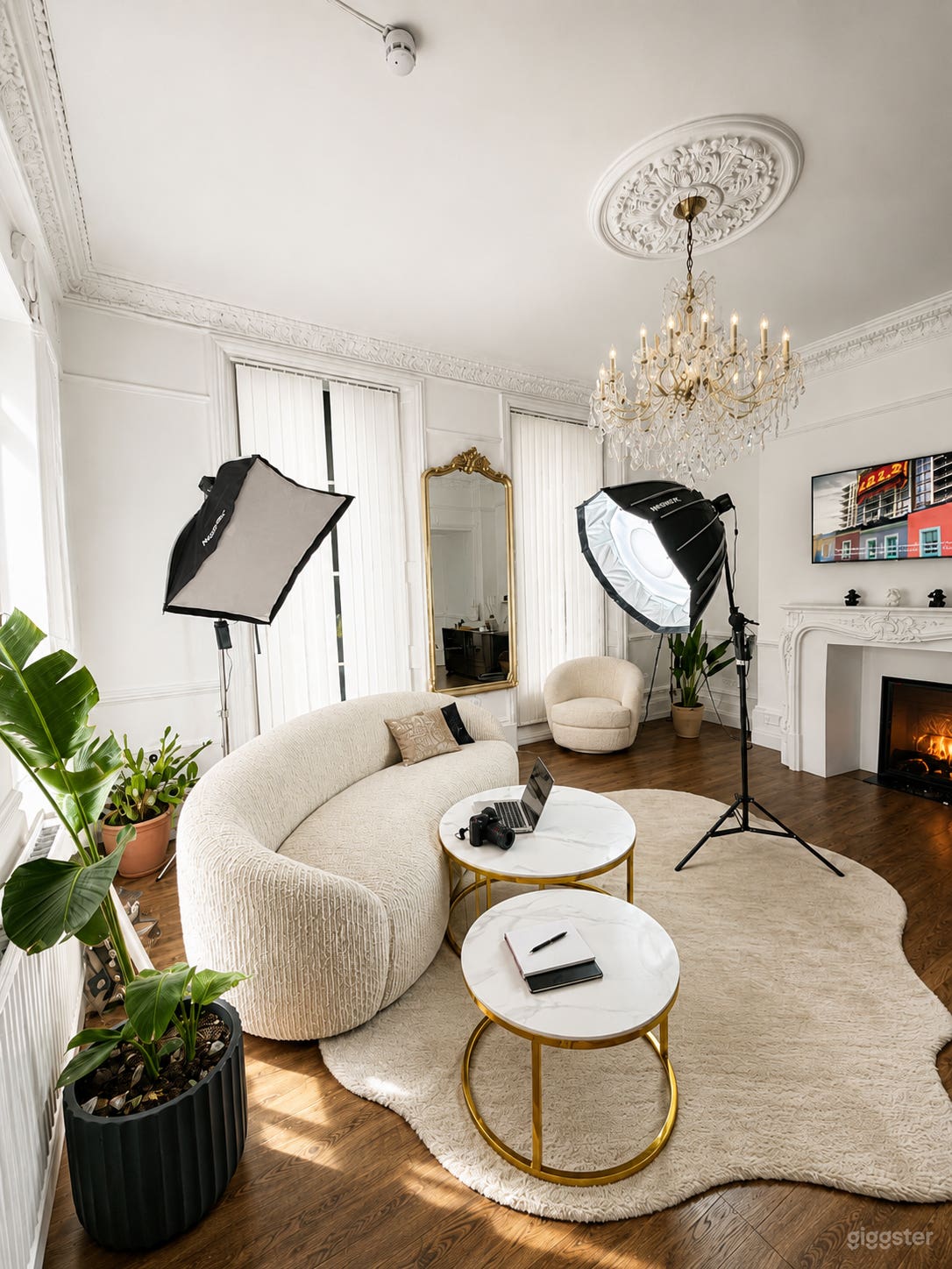 White Georgian Drawing Room, High Ceilings, Huge Windows Photo 4