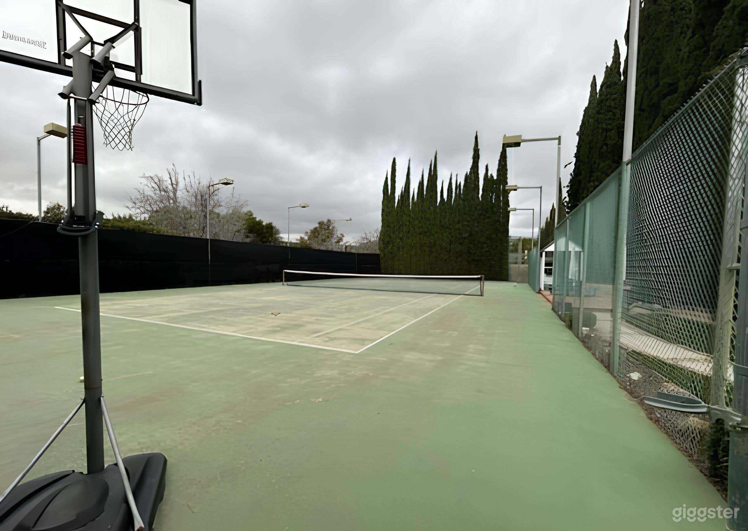 Regulation-sized Fenced Tennis Court Photo 3