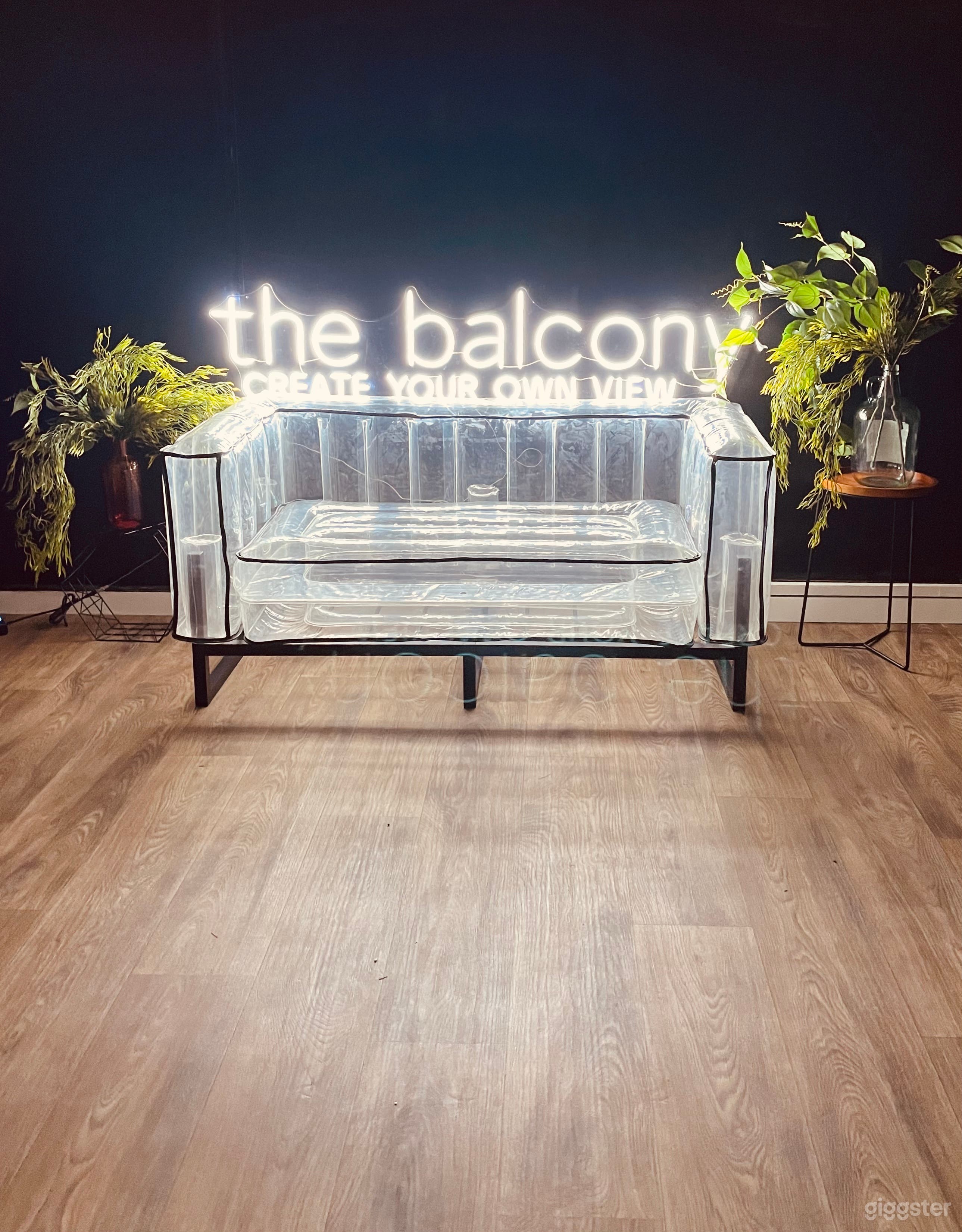 A modern Spokane event venue that offers 2 lounge areas and 2 bathrooms.