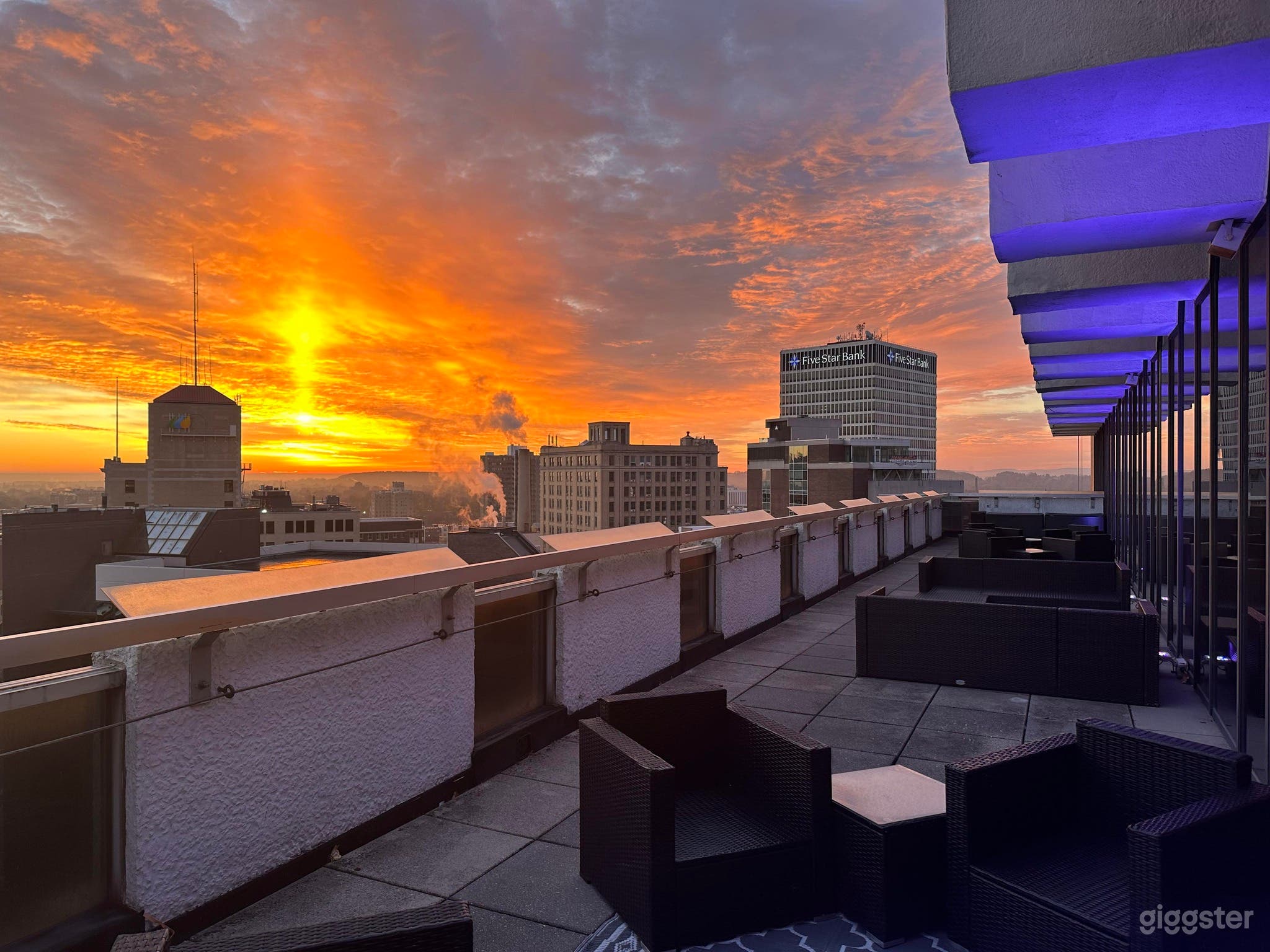 Outdoor Terrrace showcases sunrise 