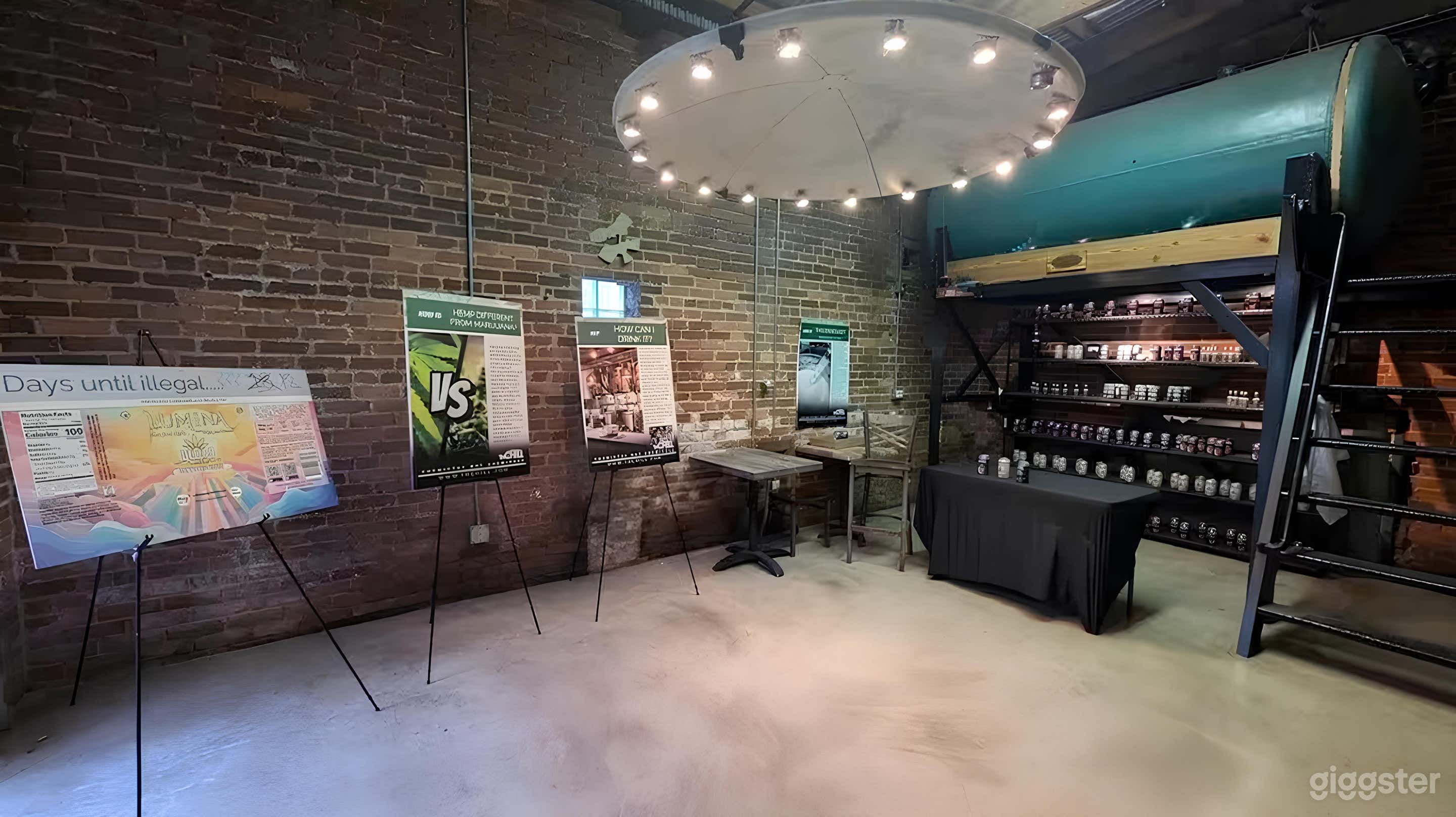 Bar area with functional "UFO" light fixture