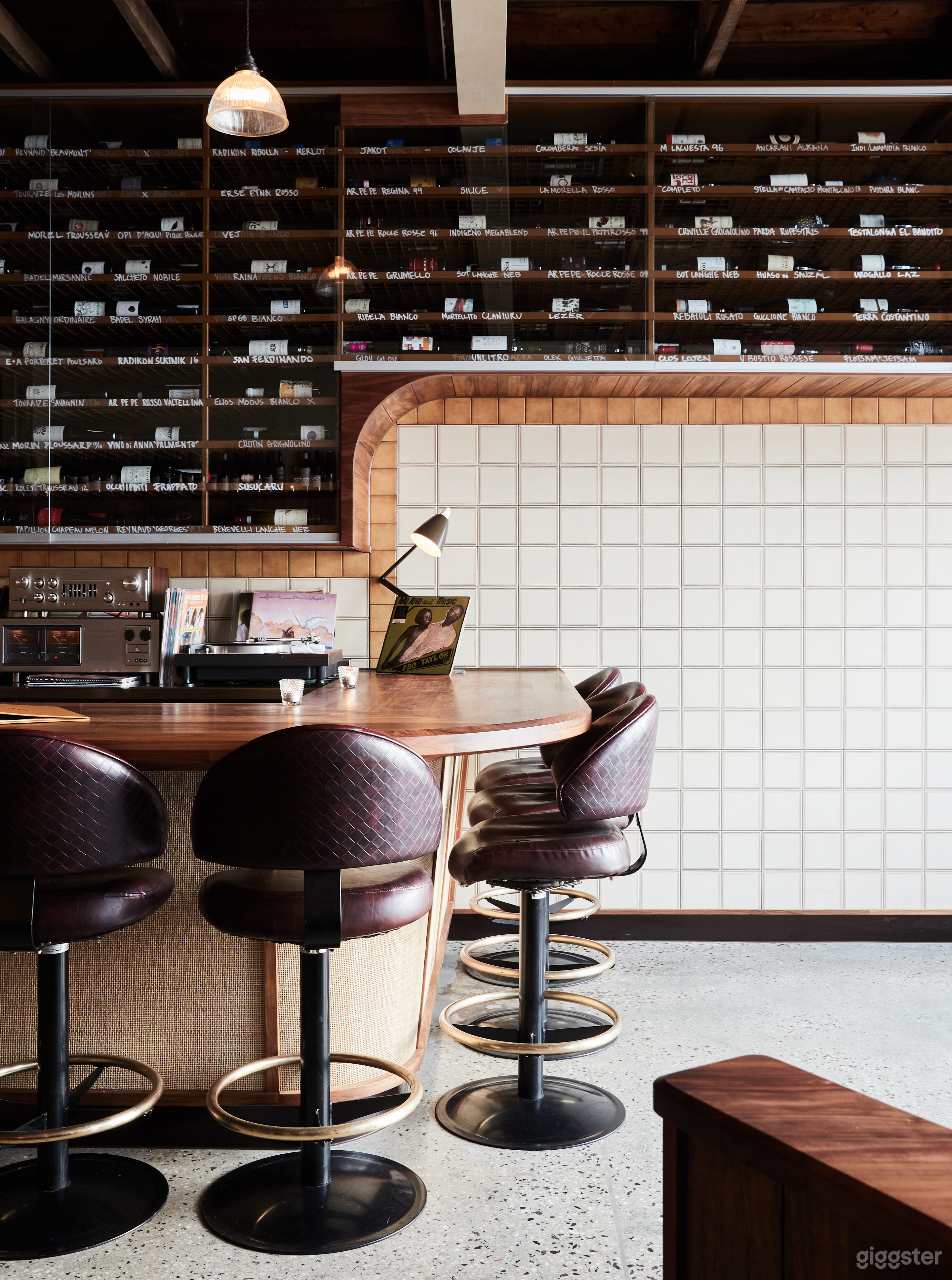 Front bar with pokie bar stools.