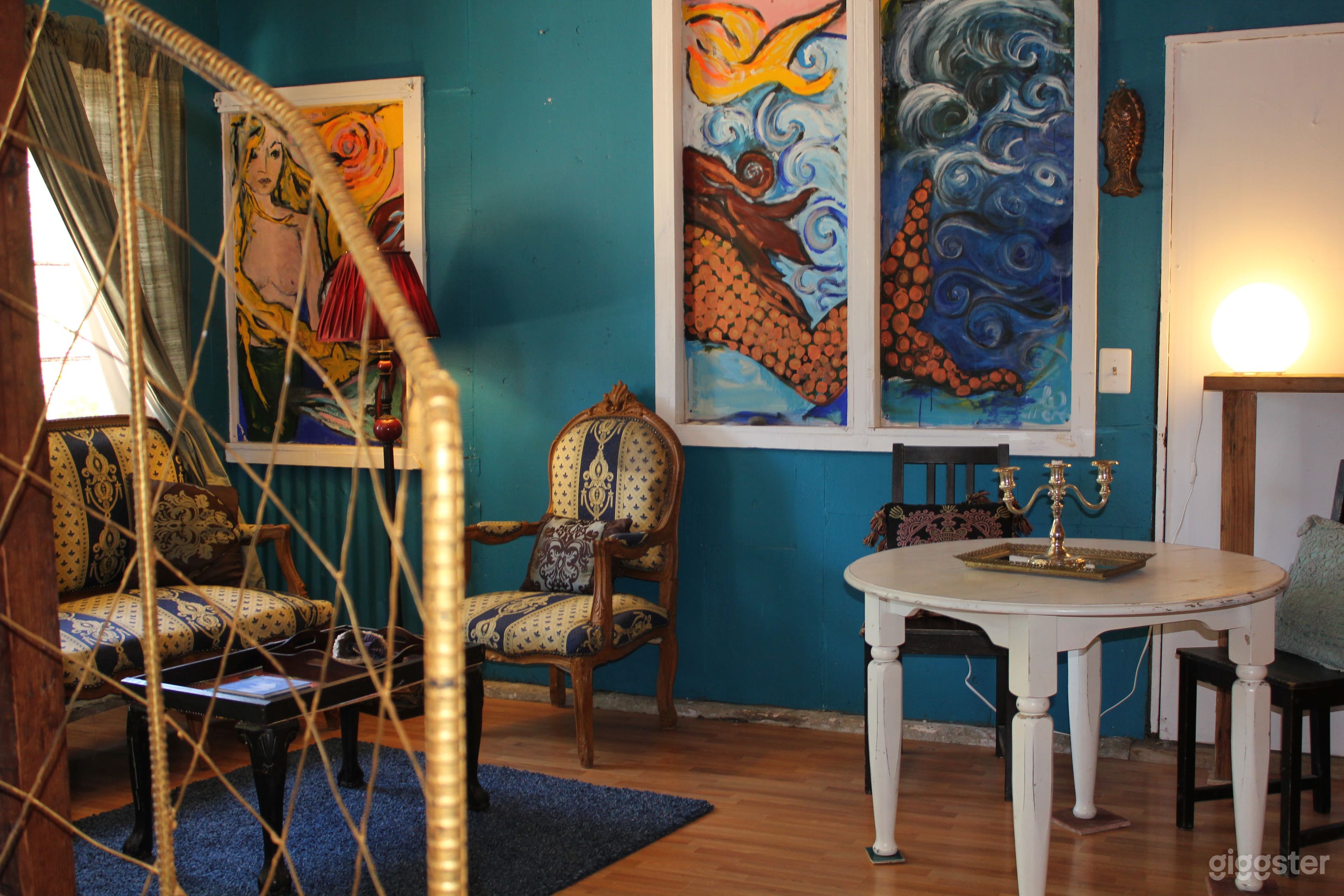 Local artist painted mural wall. 