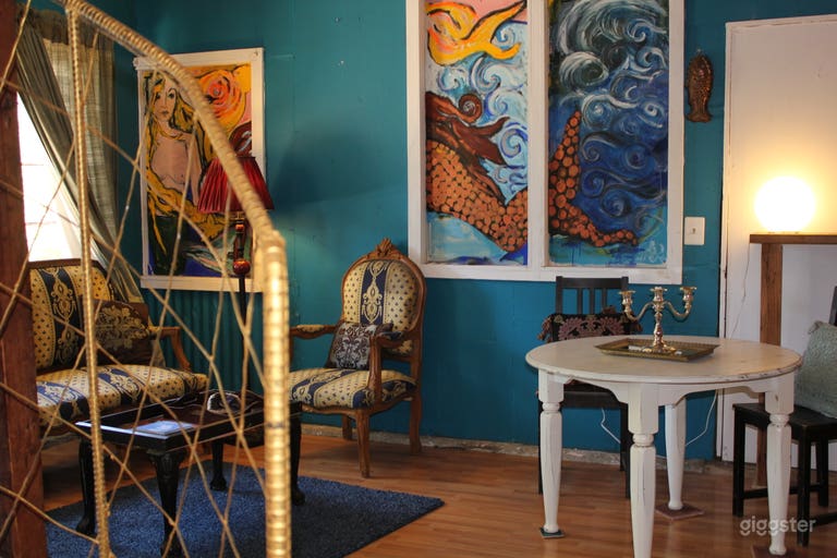  Local artist painted mural wall.  