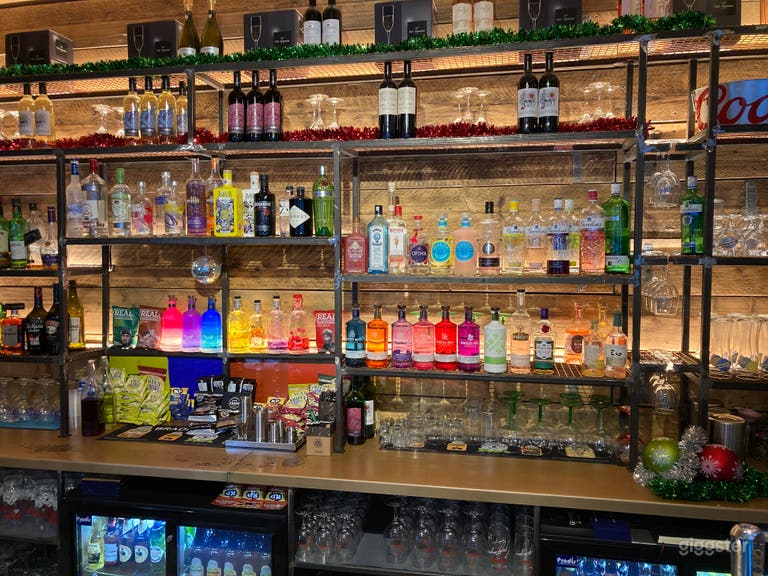  Well stocked spirits bar 