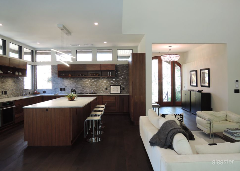  Black walnut open kitchen and island 