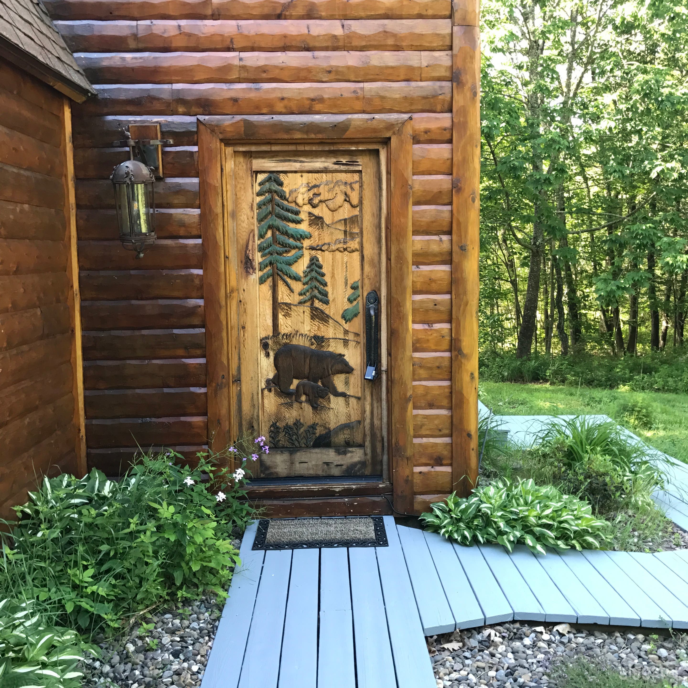 Custom engraved front door. 