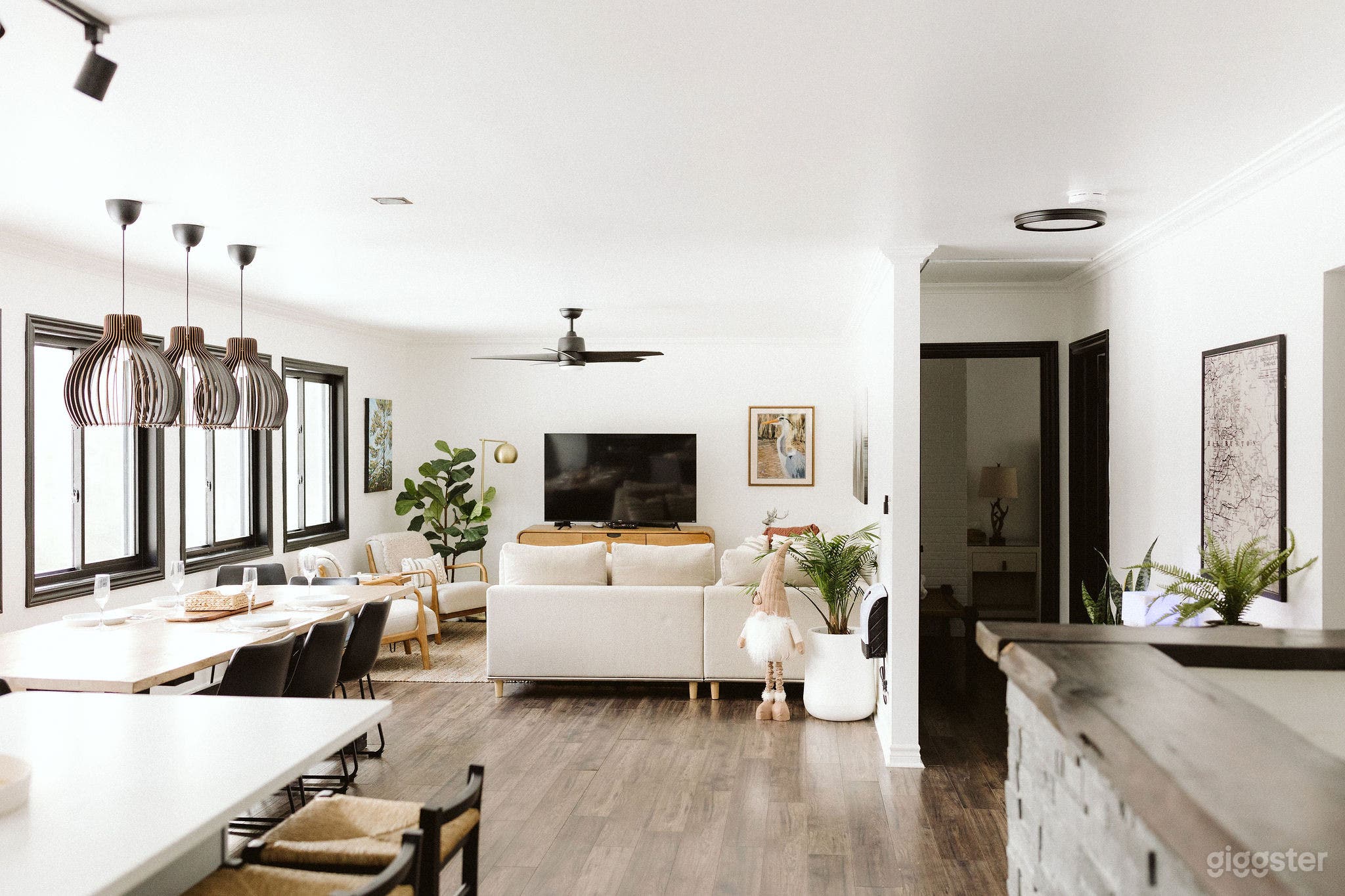 Nordic inspired open concept main floor with dining for 10 and 3 bedrooms and 1 full bath 
