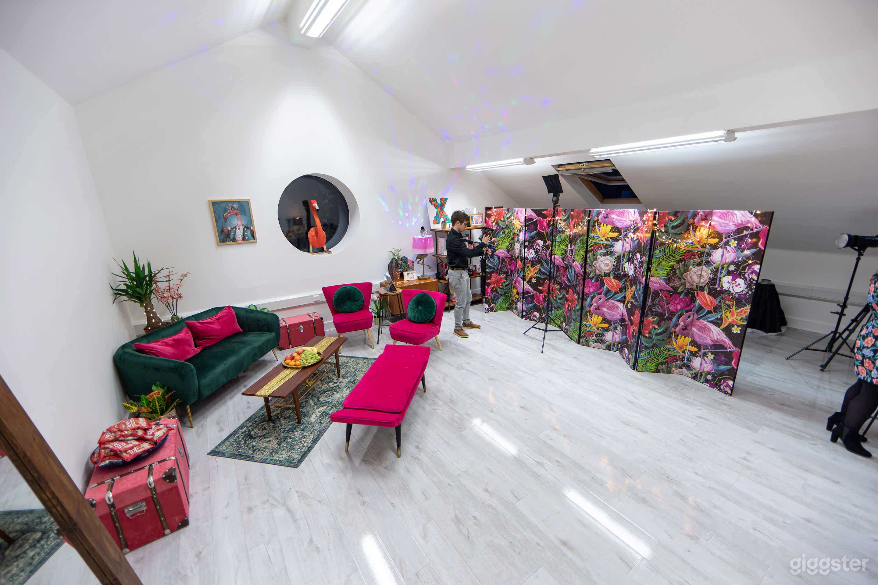 'The Flamboyance' our main space - we have many props available or the space can be made available without any items in the room