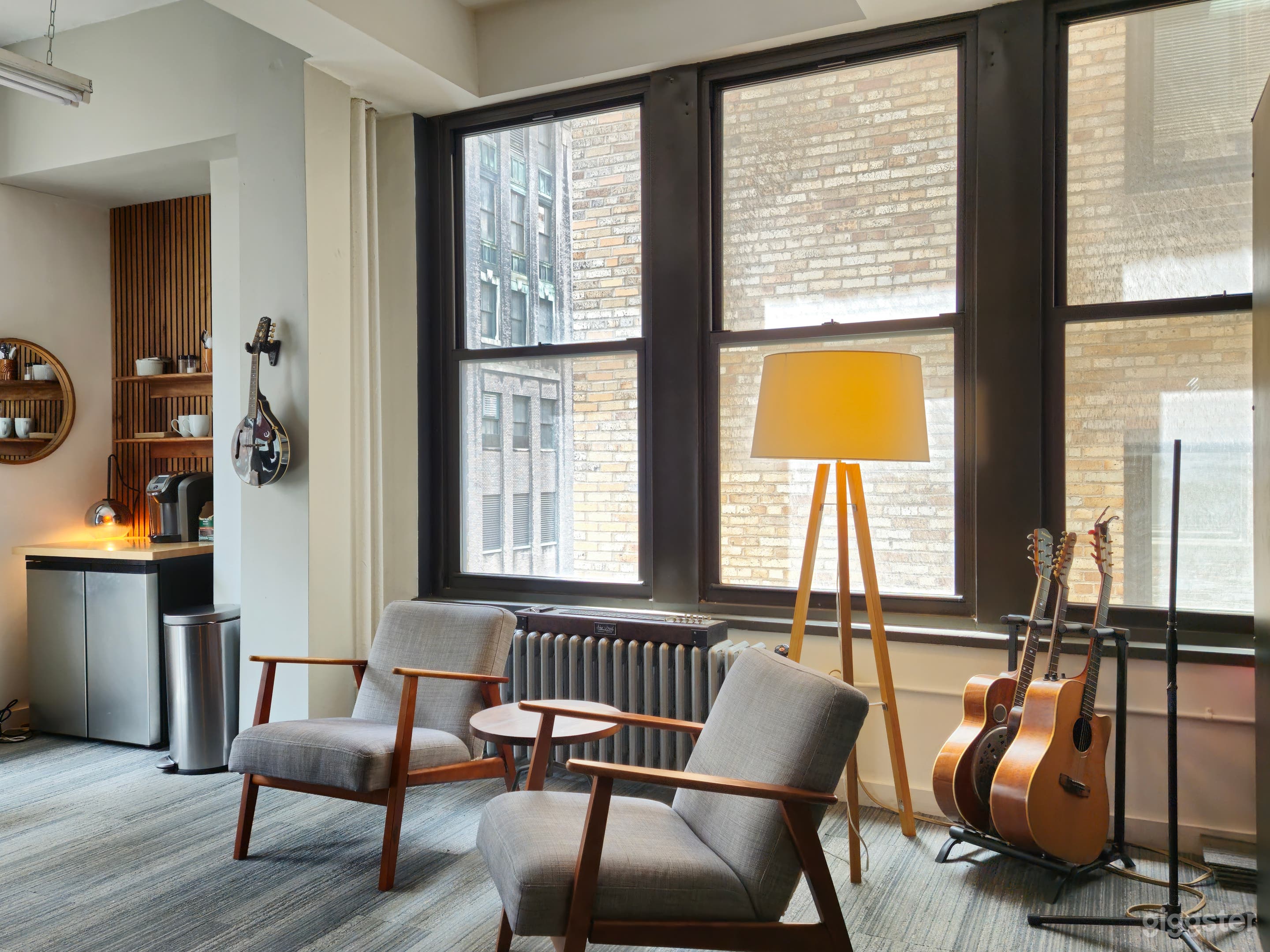 The room is sunny and bright during the day.