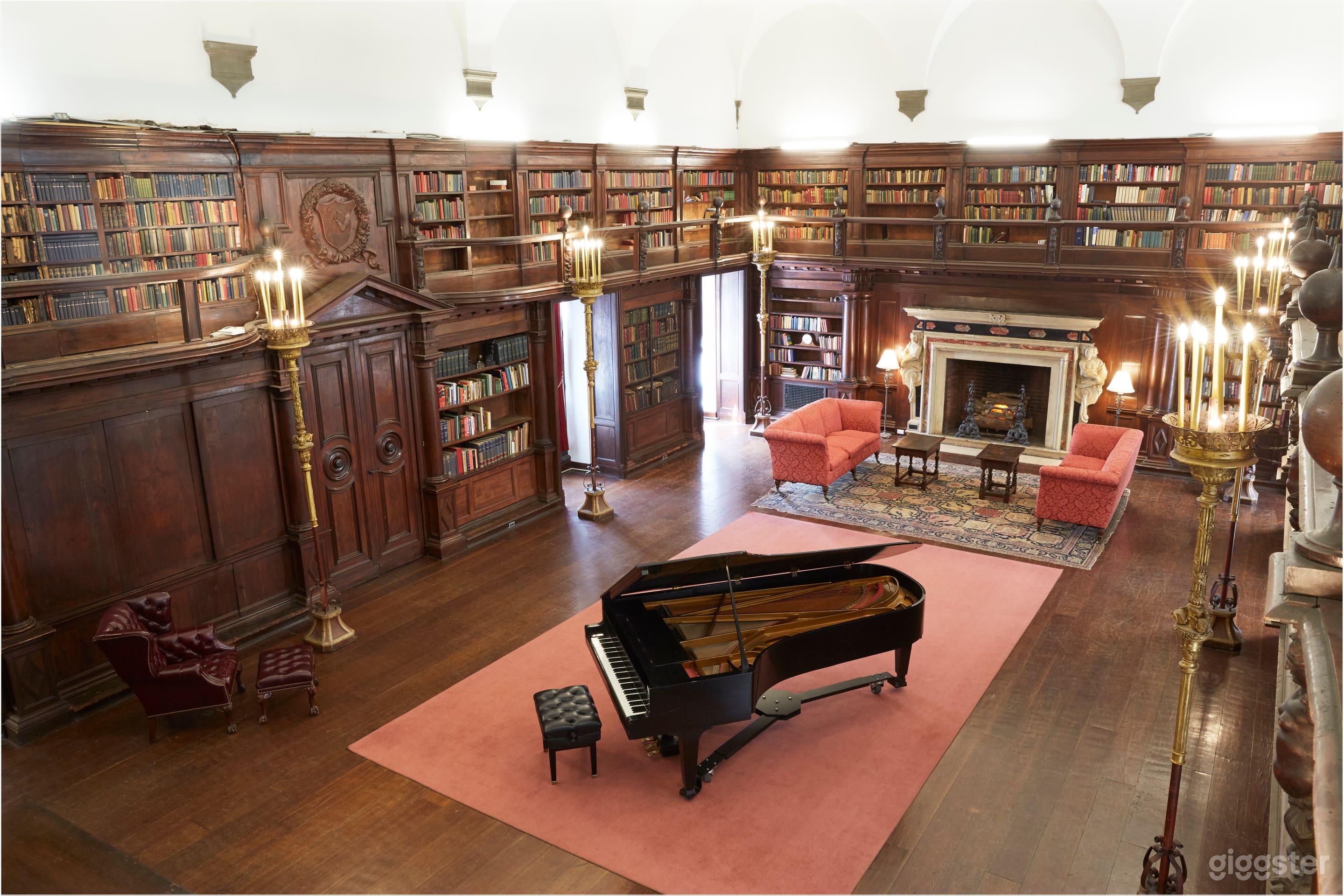 Wood paneled library