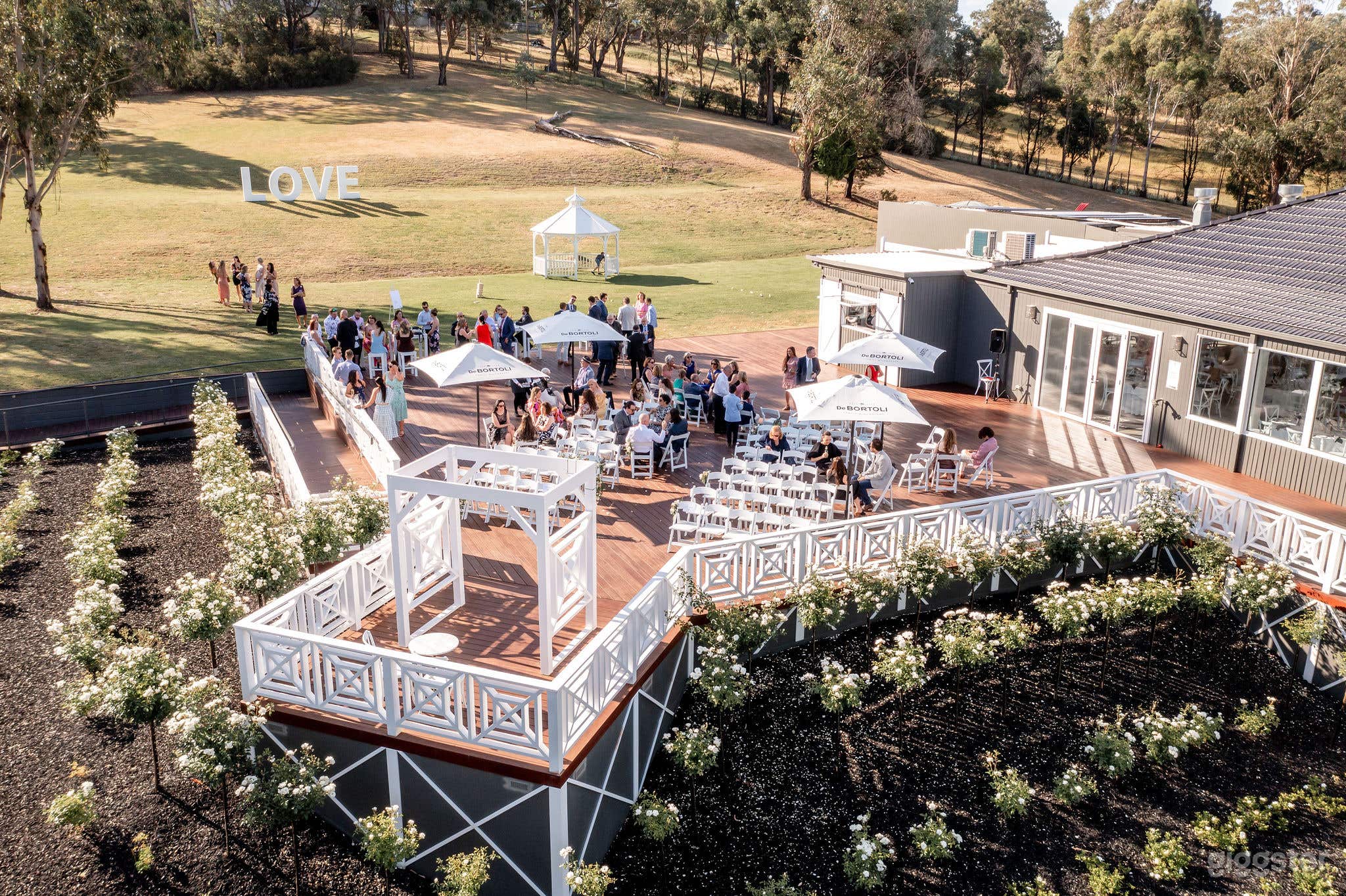 Our huge outdoor decking area is surrounded by 10 acres of natural Warrandyte bushland