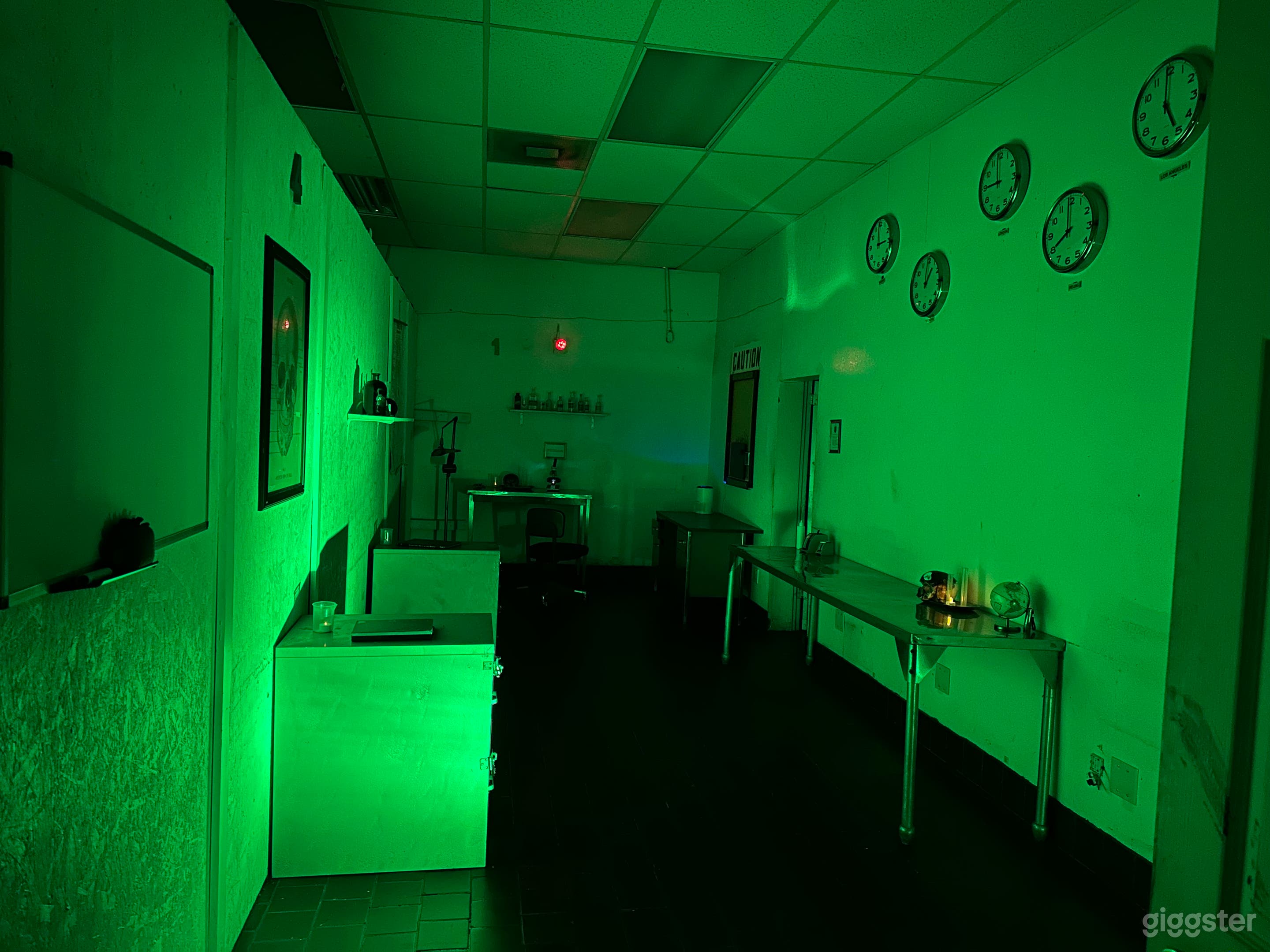 Mad Science Lab Themed Room that has secret code safe to open zombie back room