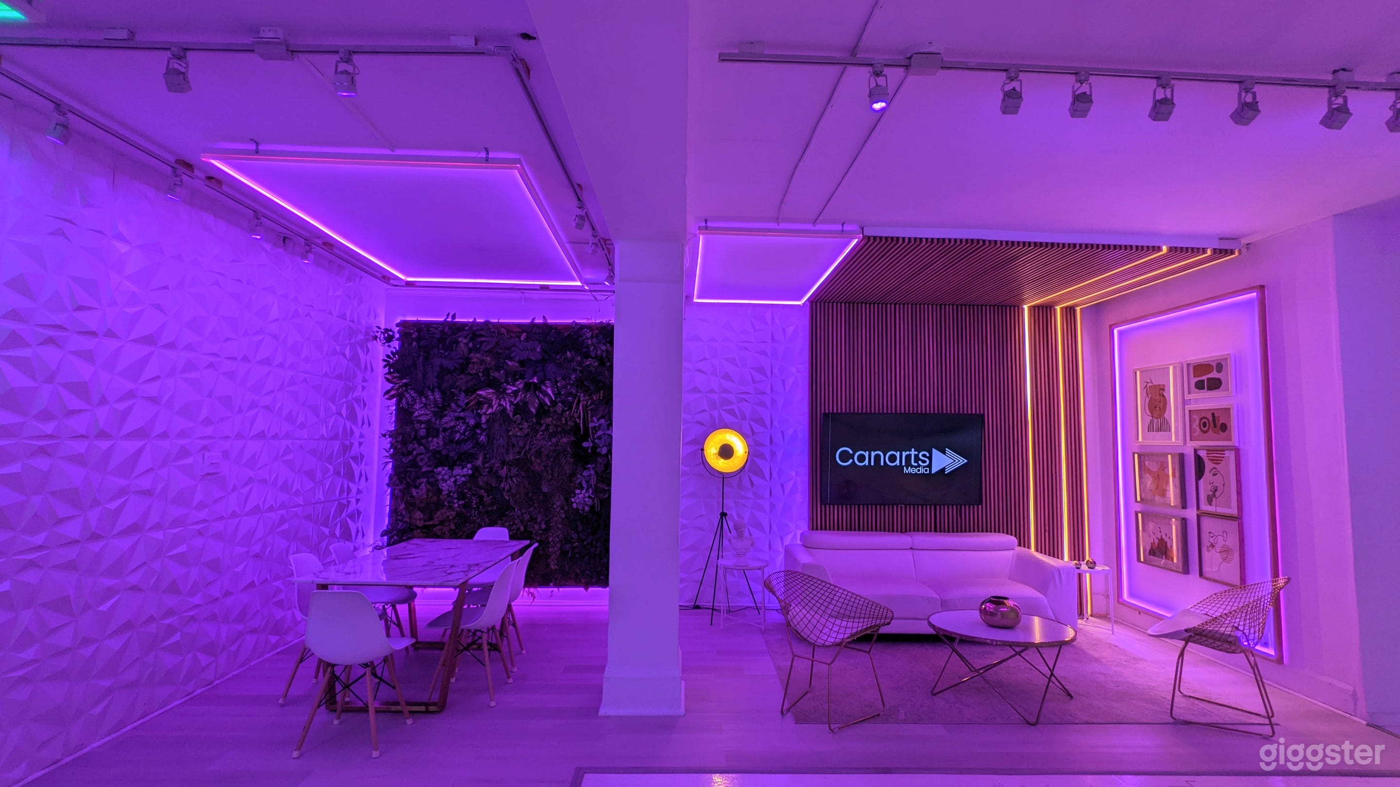 LED LIGHTING CONTROLLED VIA IPAD

This is what the studio look like on a regular day with all the furniture included