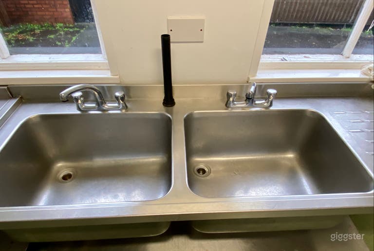  One of two double sinks to make washing up easier. 