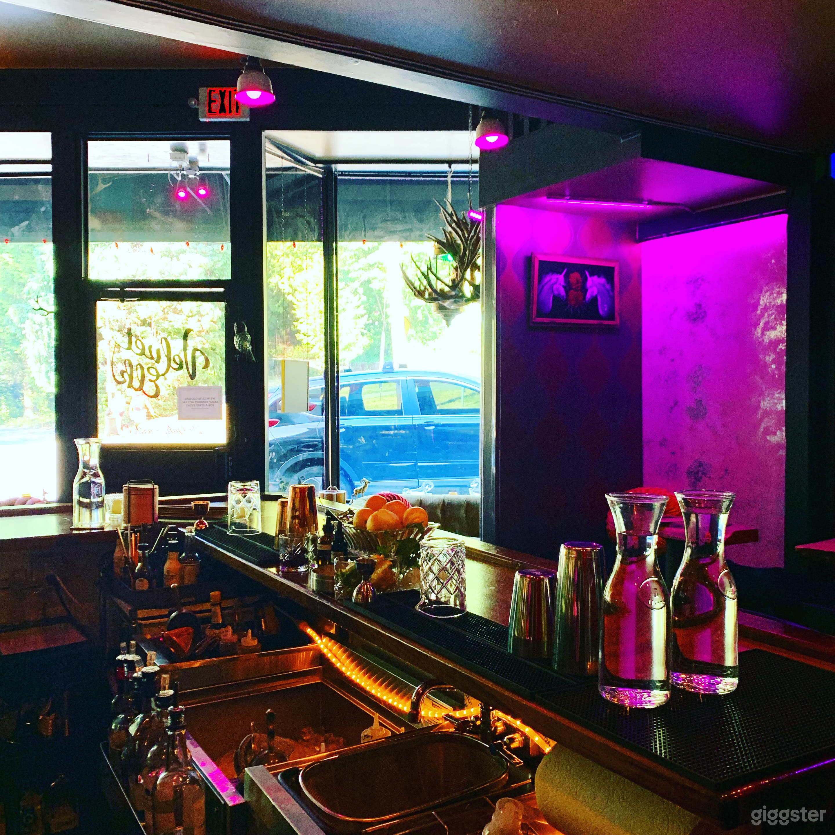 View from the bar to our huge windows