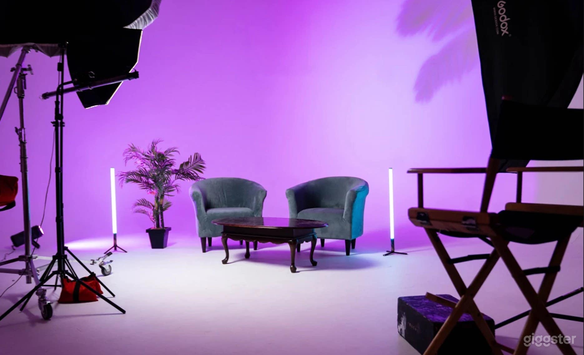 Podcast set up in Cyc wall set Photo 1