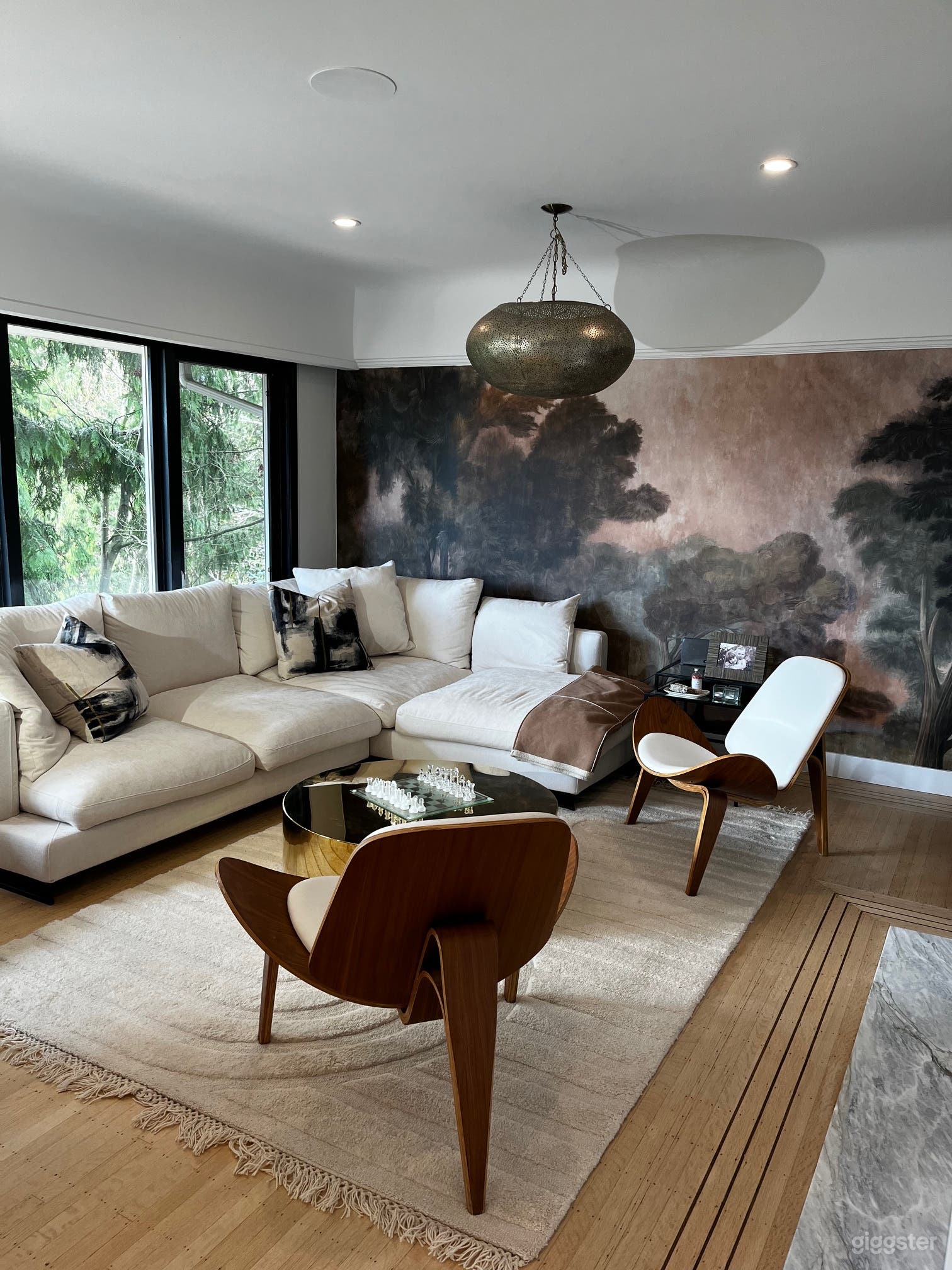 living room overlooking ravine