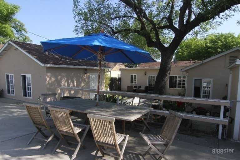  Outdoors dining, picnic table, umbrella,  