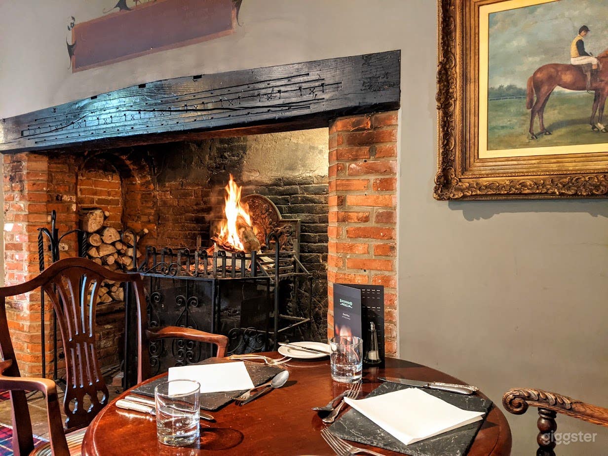 Sit by the original house fireplace and dine or relax