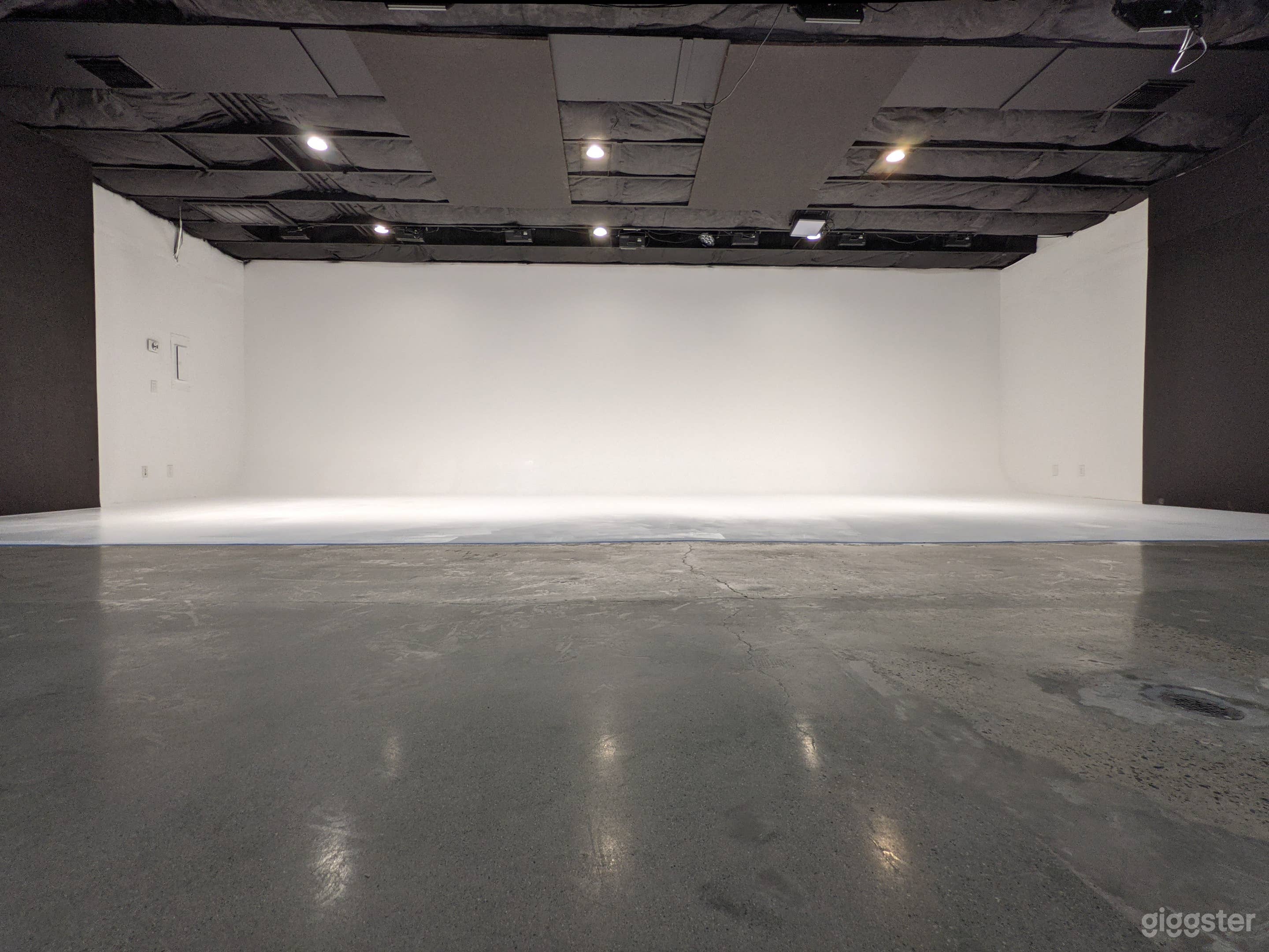 Spacious studio space perfect for film, video, photography.