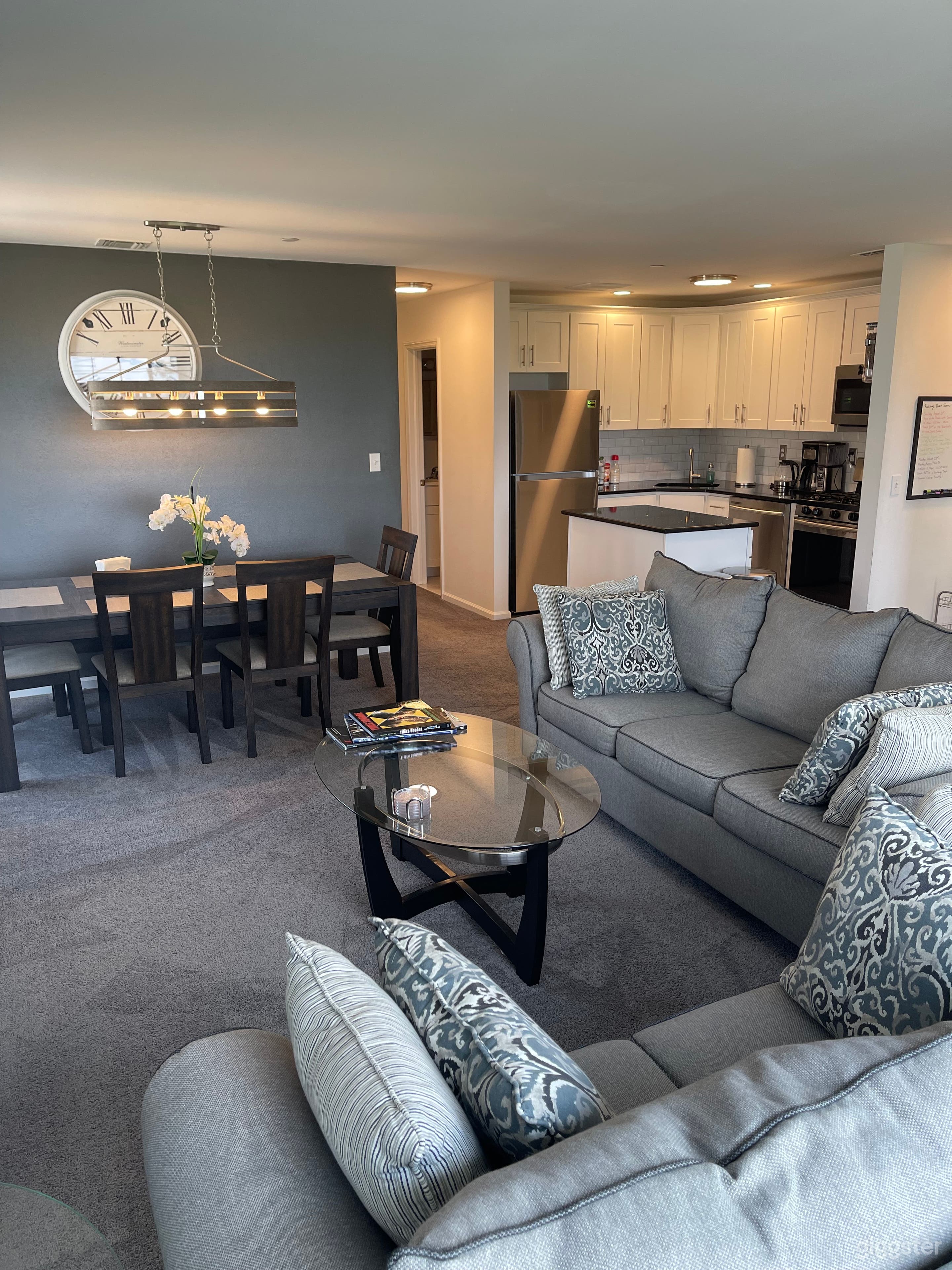 Living room, Dining room, and Kitchen