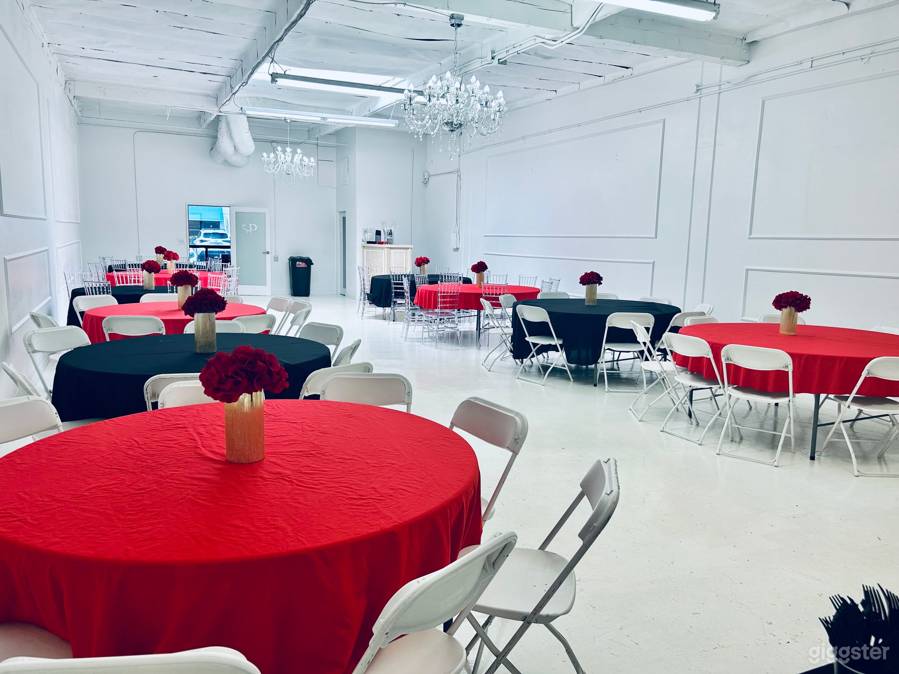 Our space can comfortably fit 10 round tables.