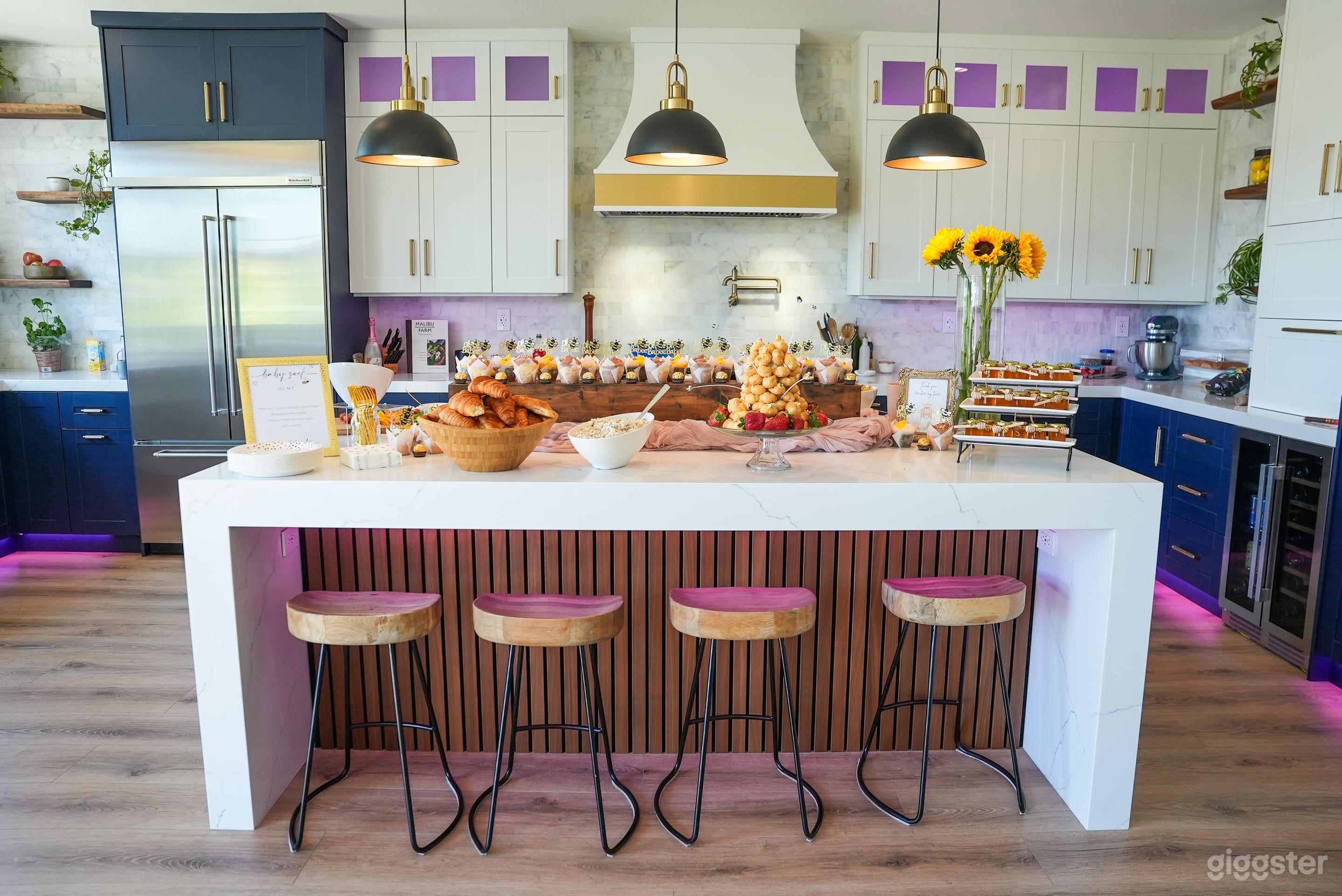 Huge quartz stone kitchen island