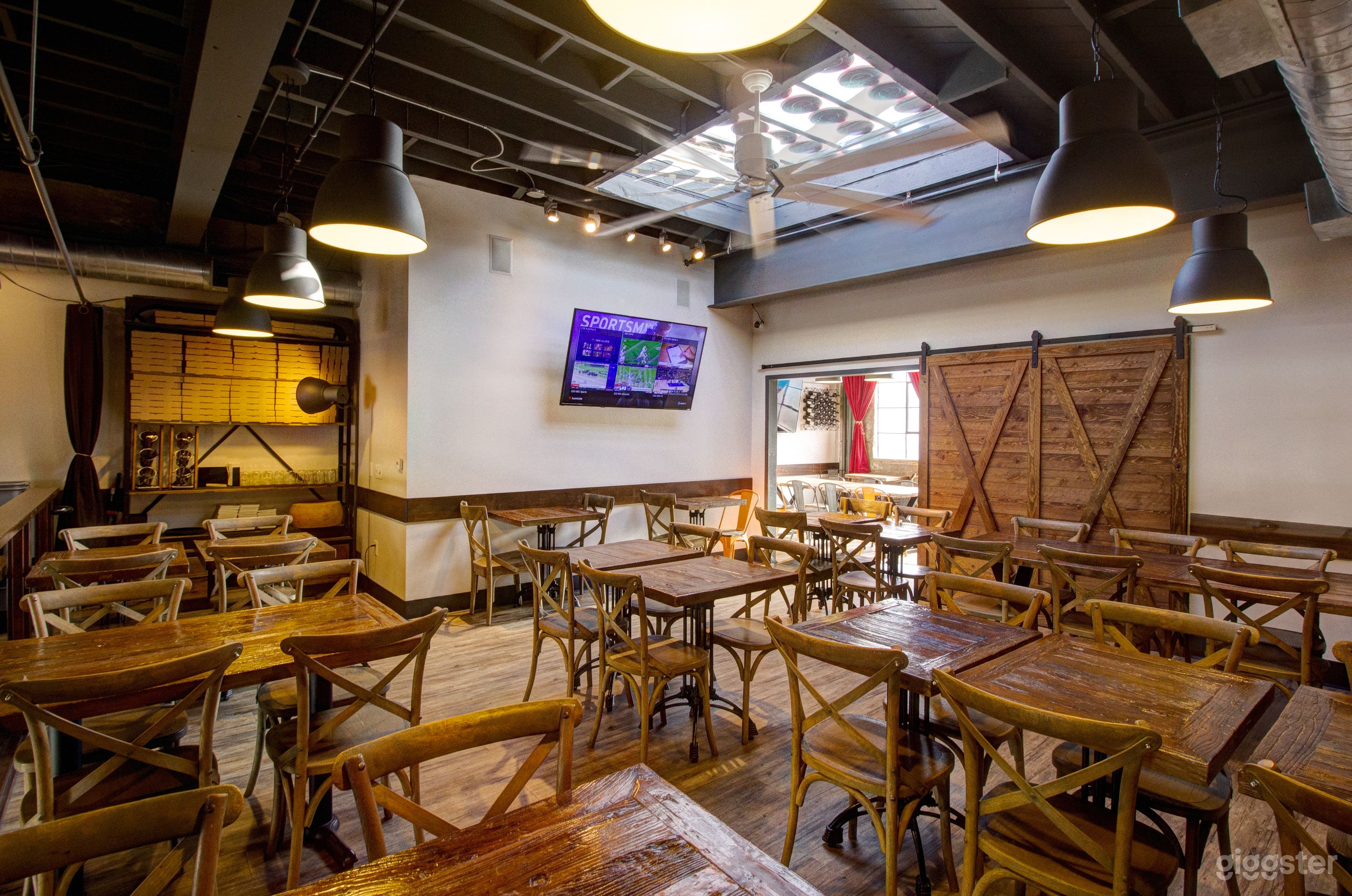 Retreat to our upper-level mezzanine overlooking the entire restaurant with a private "secret" room behind a sliding barn door available to you. Sound absorbing curtains can be drawn for further privacy.