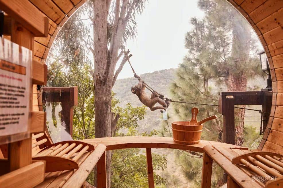 Swedish Style Barrel Sauna with Panoramic Views of Entire City of Los Angeles