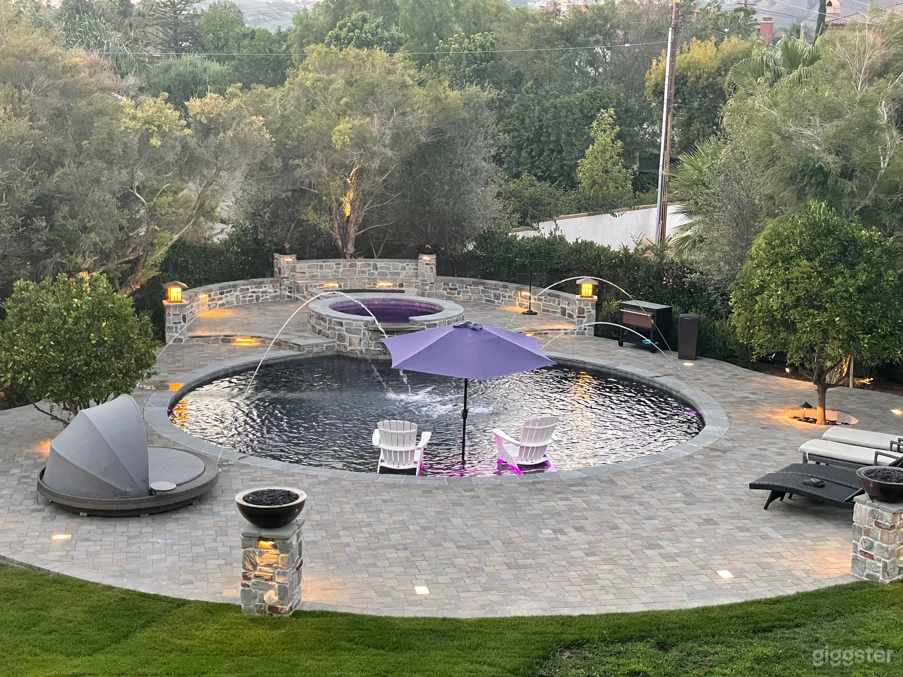 Luxurious Round Craftsman Pool and Huge Backyard Photo 3