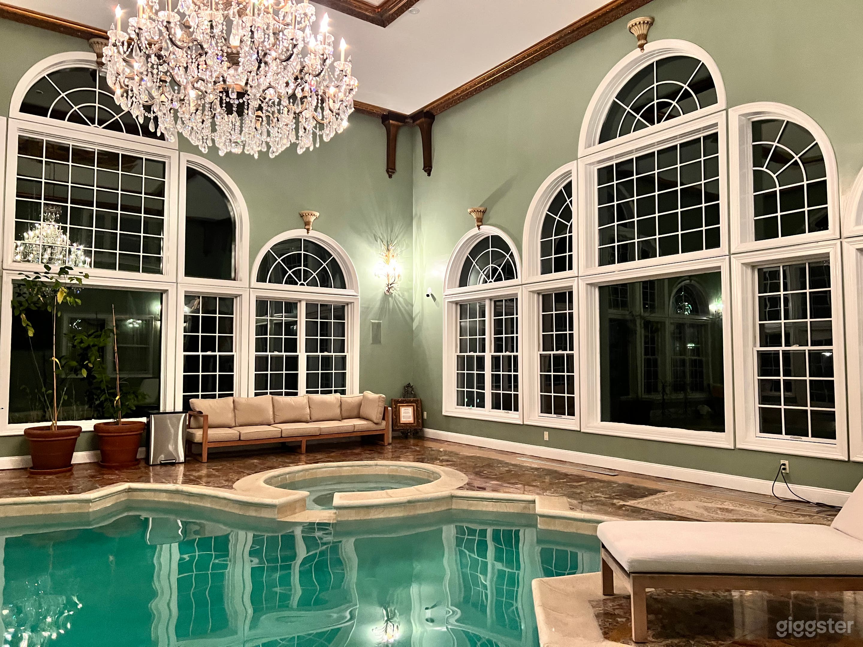 Another view of the indoor pool and spa