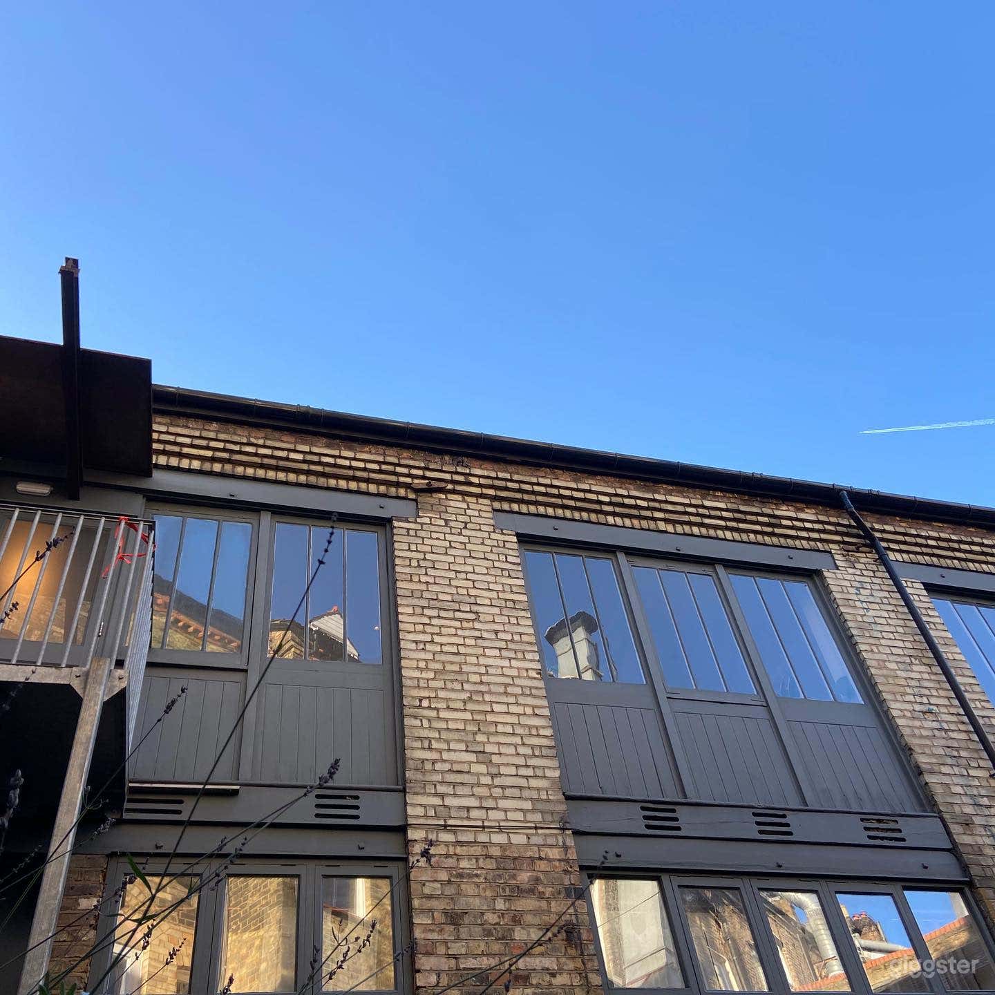 View of the upstairs studio from the courtyard