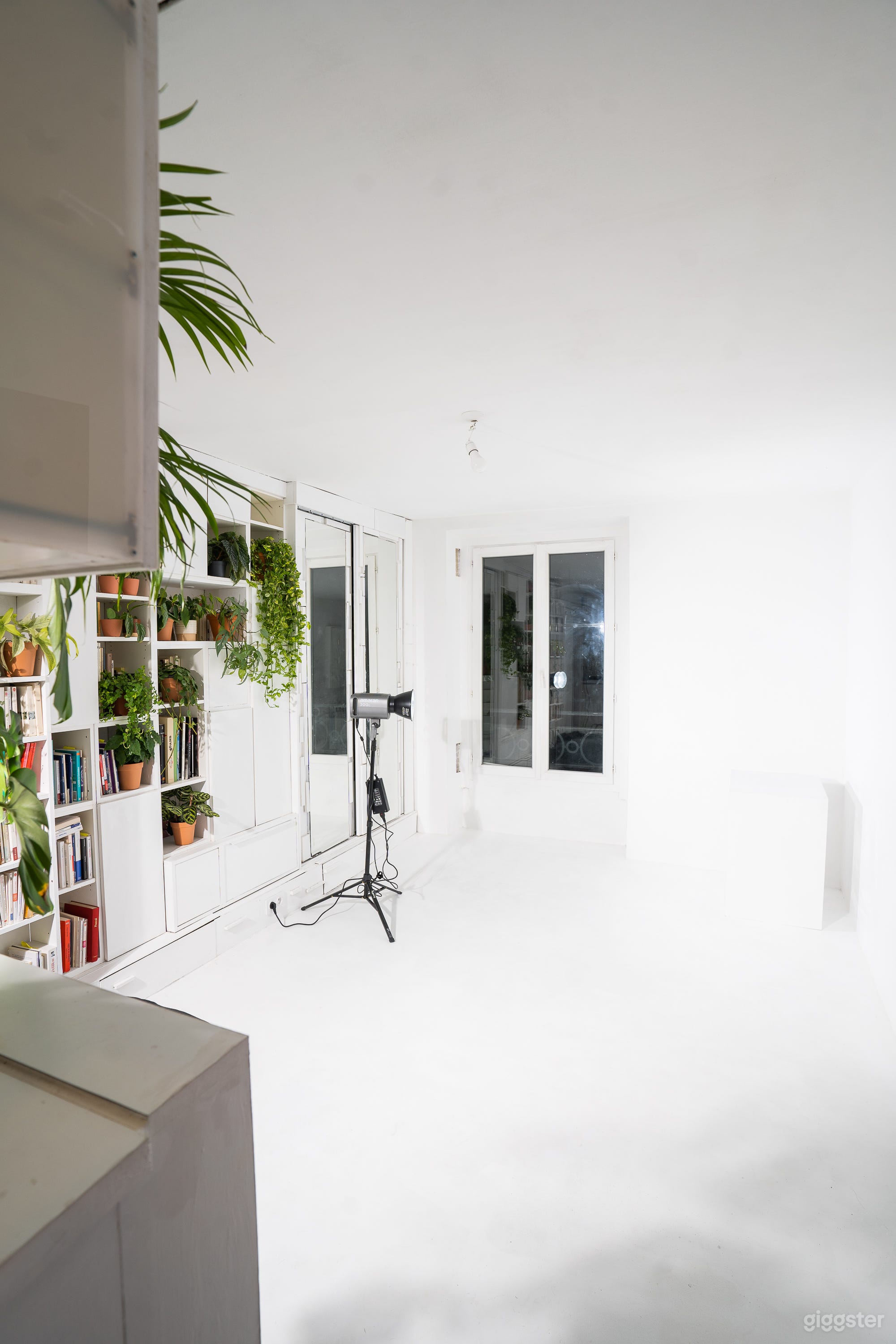 Entrance of the studio with 2 lights active : Apunture 600D and Amaran 300c with white colour