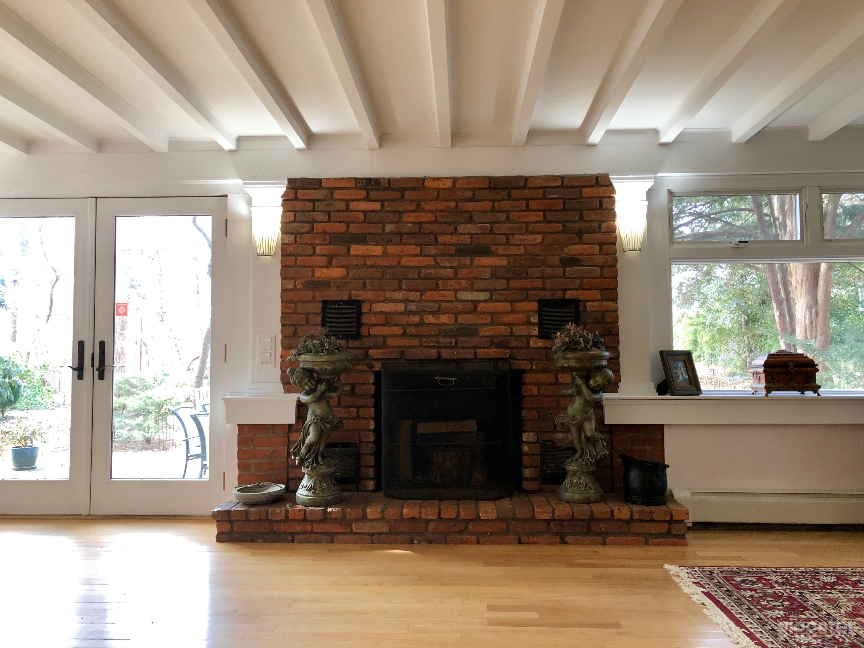 brick fireplace