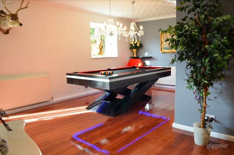  Lady Thulston's Custom Made American Pool Table in Large sitting room. 