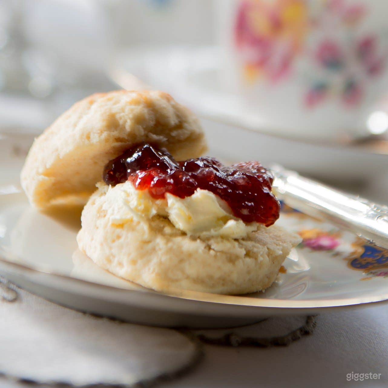 plain scone with clotted cream &amp; strawberry preserve