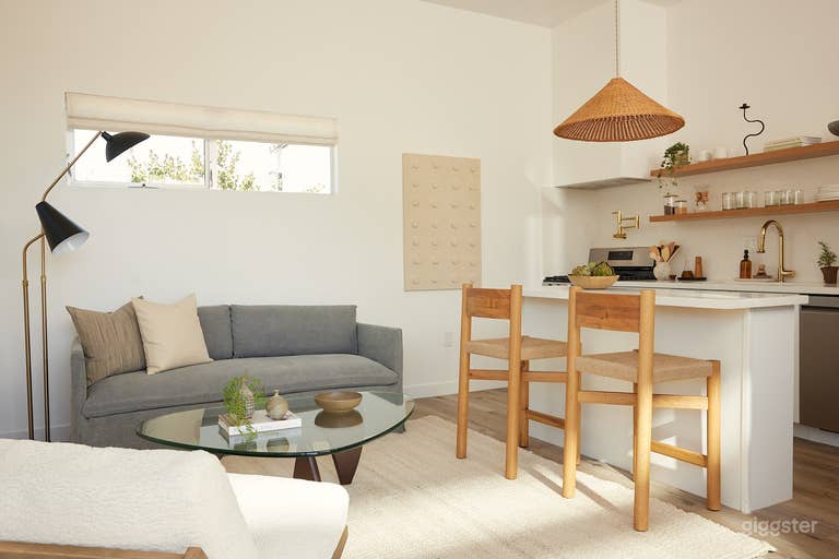  wide shot living room kitchen 