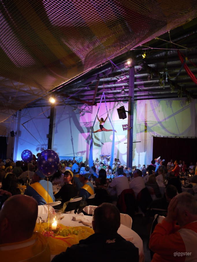  1200sqm Industrial Circus Entertainment Venue Hire 