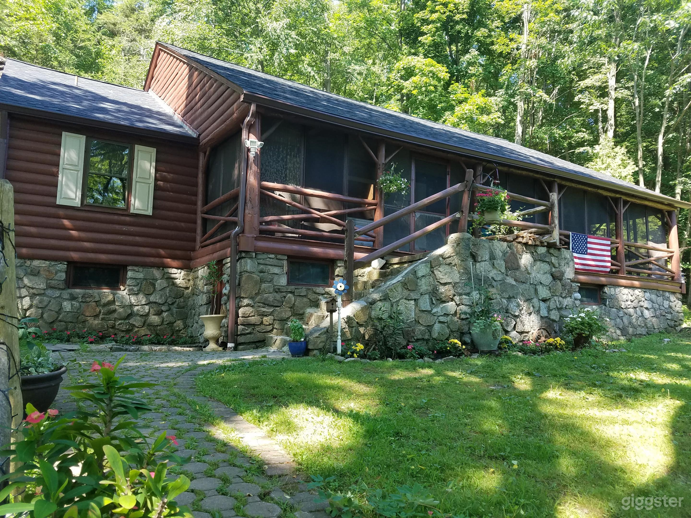 The Millpond Falls estate features a stream, pond and a stunning waterfall that flows into a gorge. A rustic log home (1500 sq ft) is available.  Three bedrooms, 2 bathrooms, kitchen and large front porch on 3 cleared acres