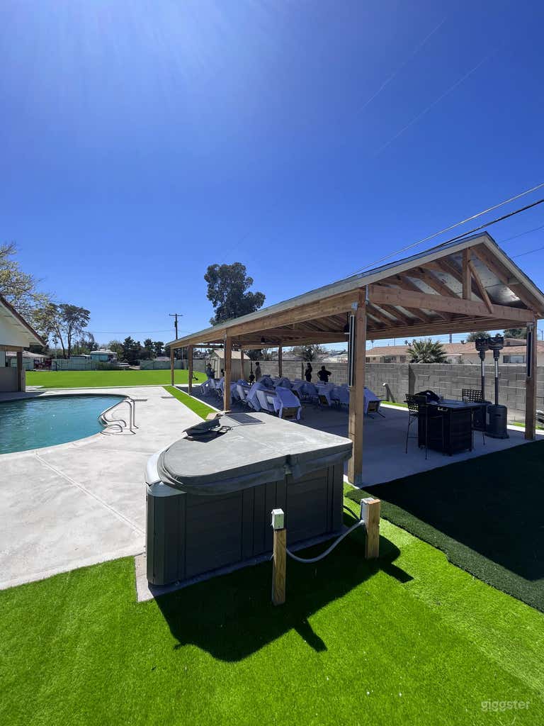  Versatile Backyard with an Outdoor Pool, Courts and  Covered Area Buyout 