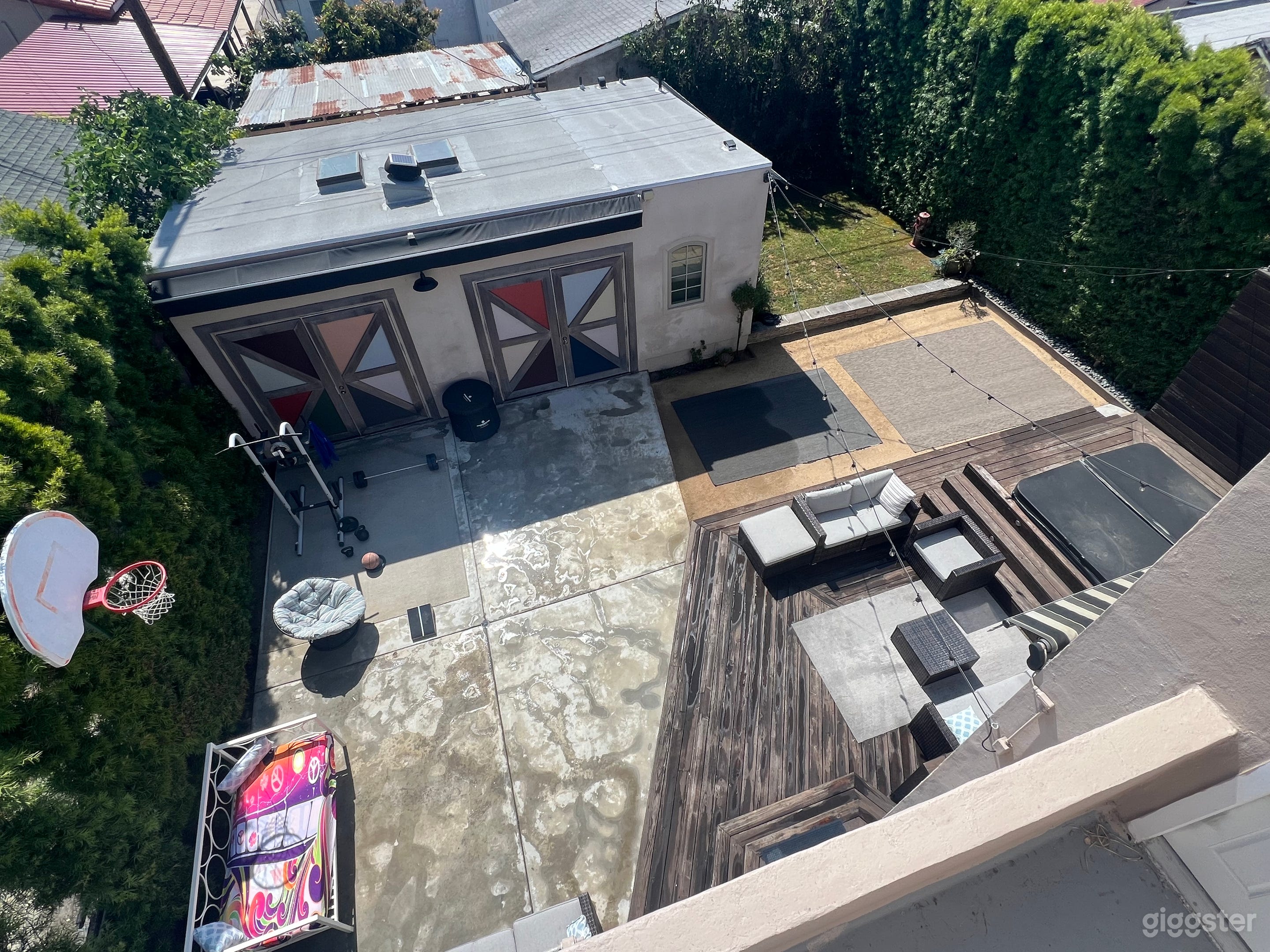 Outdoor area for staging and seating