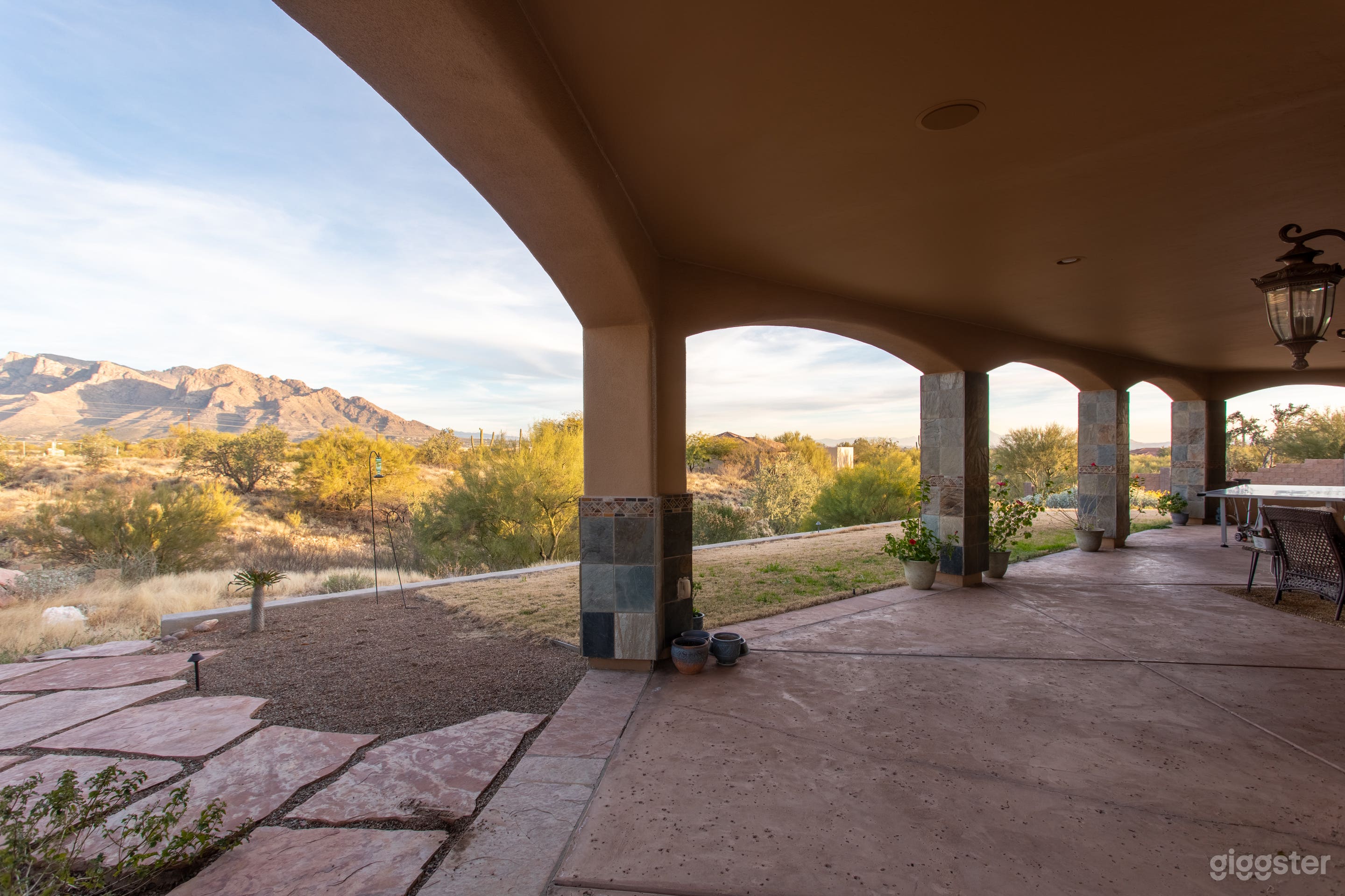 Under the porch view of the mountain