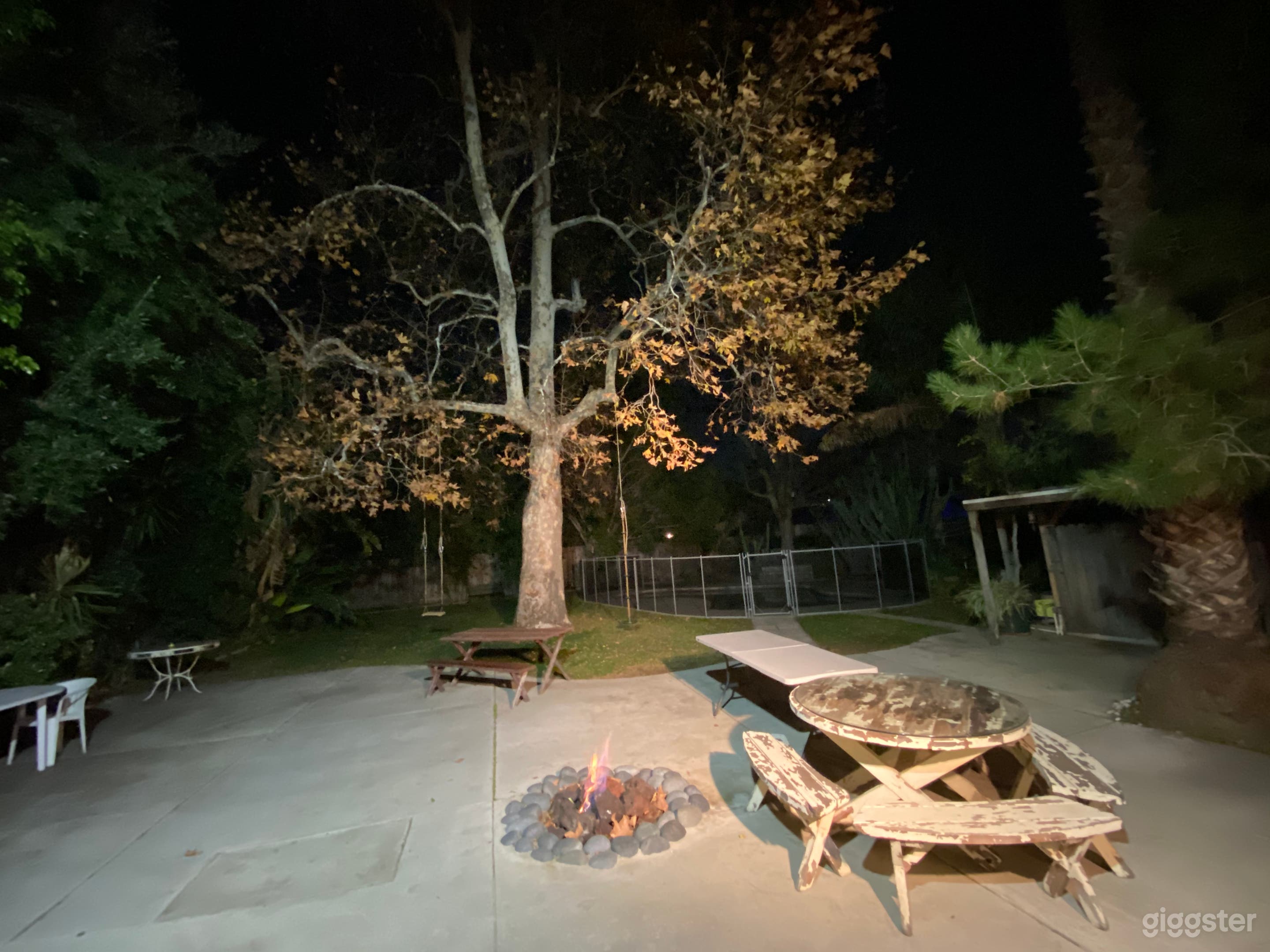 Firepit in large backyard